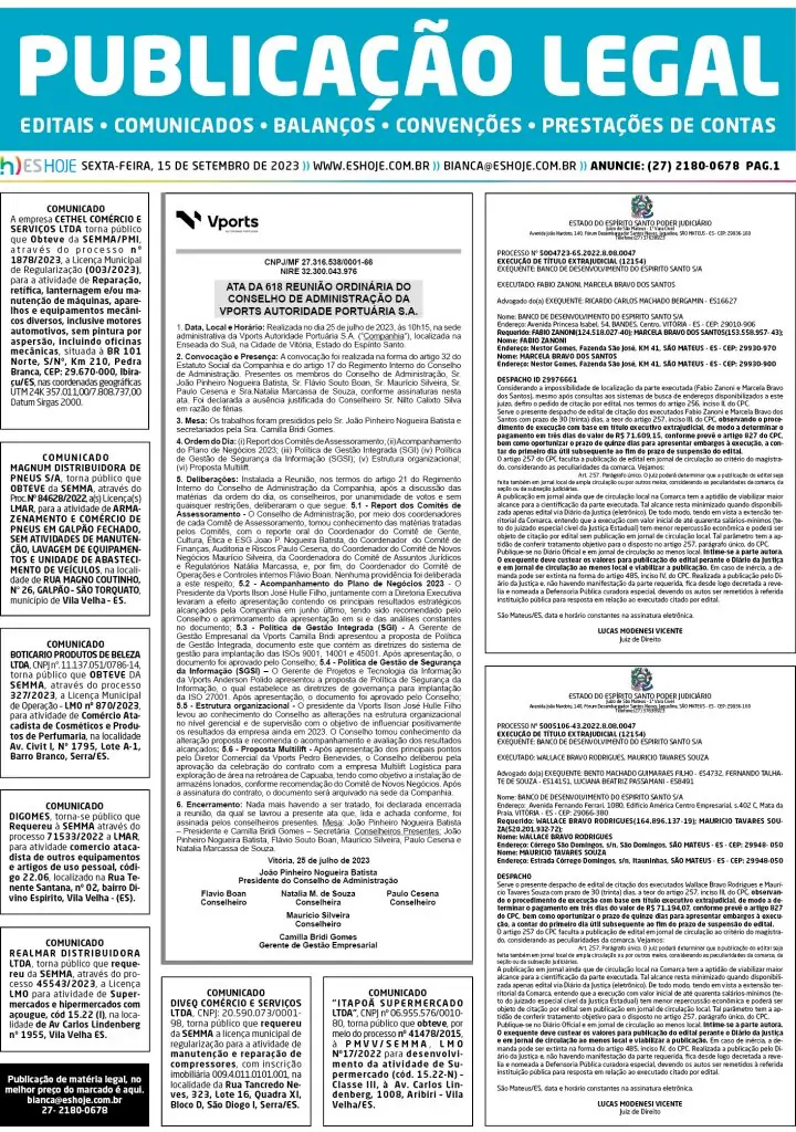 Publicação Legal 15/09/2023