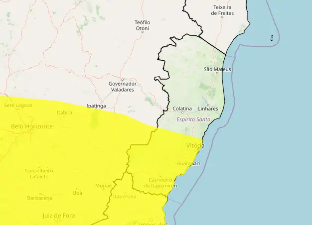 Mais de 40 municípios do ES recebem alerta de chuva e ventos intensos