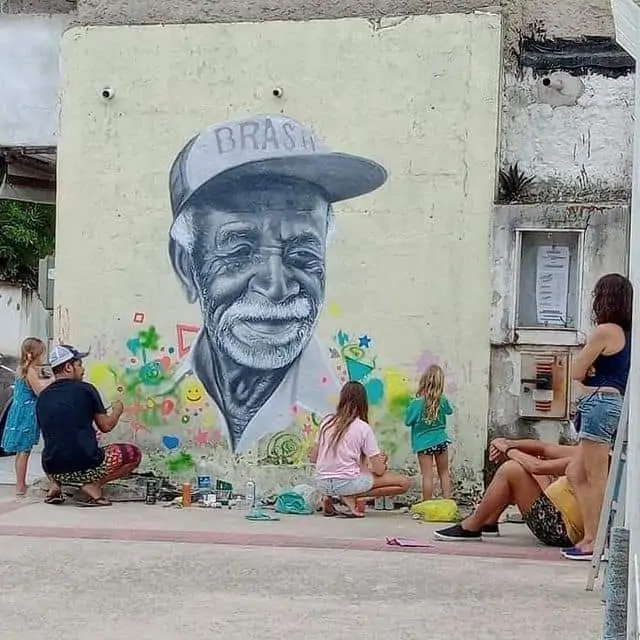 Pintura na Barra do Jucu é apagada durante obra da prefeitura de Vila Velha