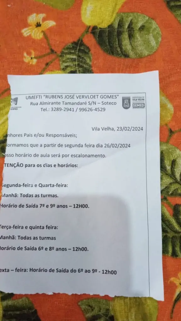 Por falta de professores, escola de tempo integral em Vila Velha terá meio período