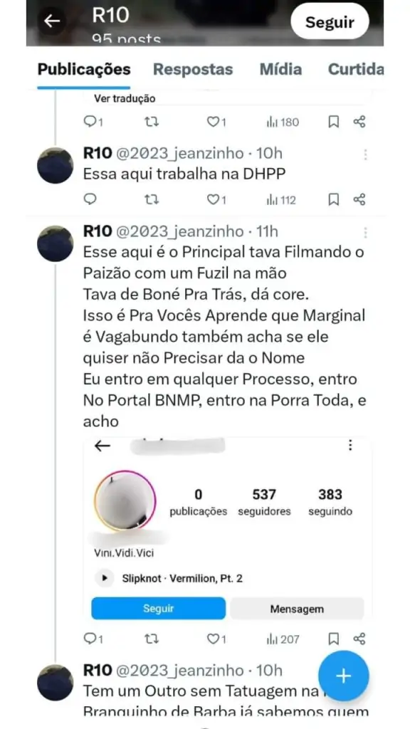 Marujo: com menção ao PCV, jovem usava redes sociais para ameaçar policiais Marujo: com menção ao PCV, jovem usava redes sociais para ameaçar policiais