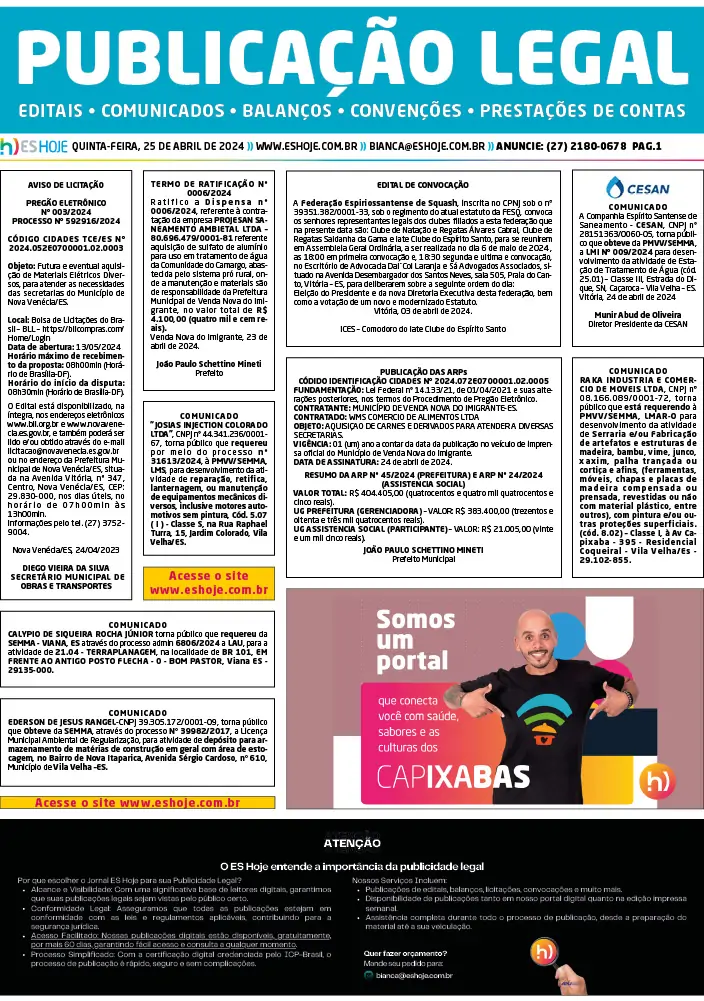 Publicação Legal 25/04/2024