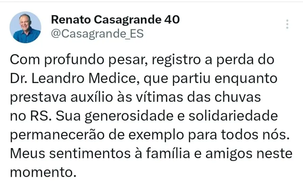 Médico capixaba morre no RS; autoridades prestam homenagens