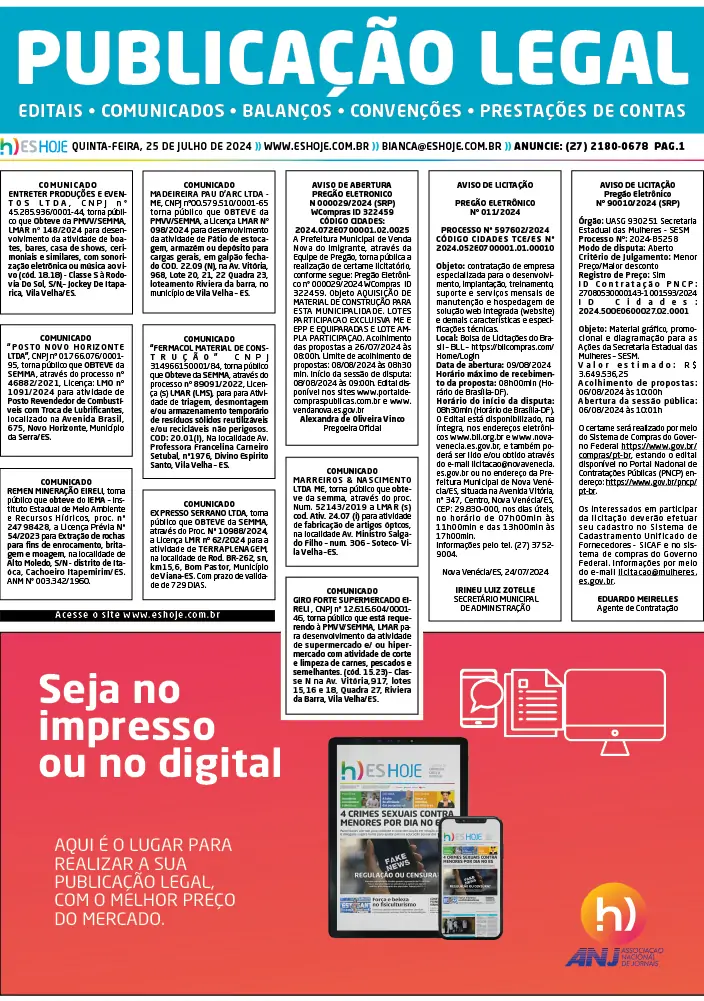 Publicação Legal 25/07/2024