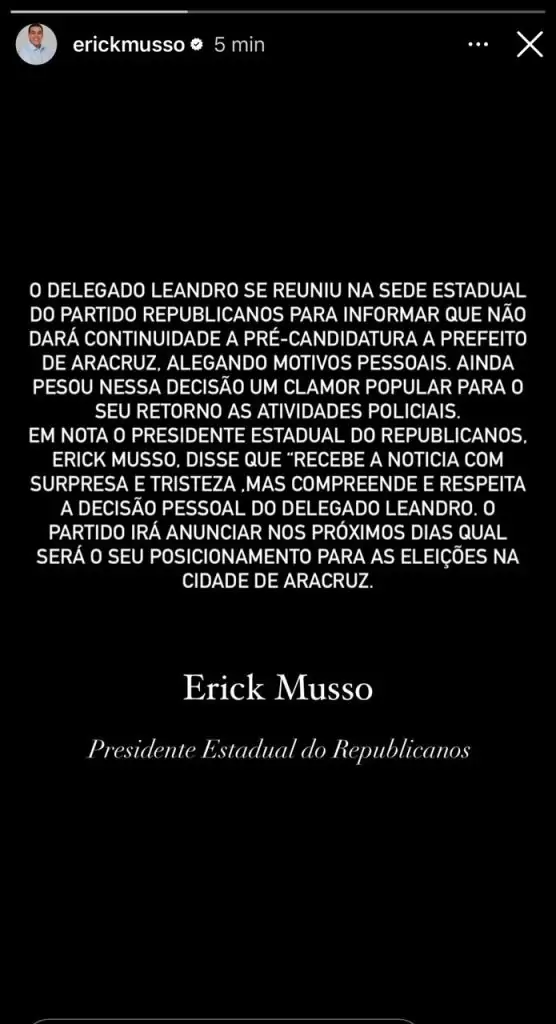 Delegado Sperandio deixa a disputa pela Prefeitura de Aracruz