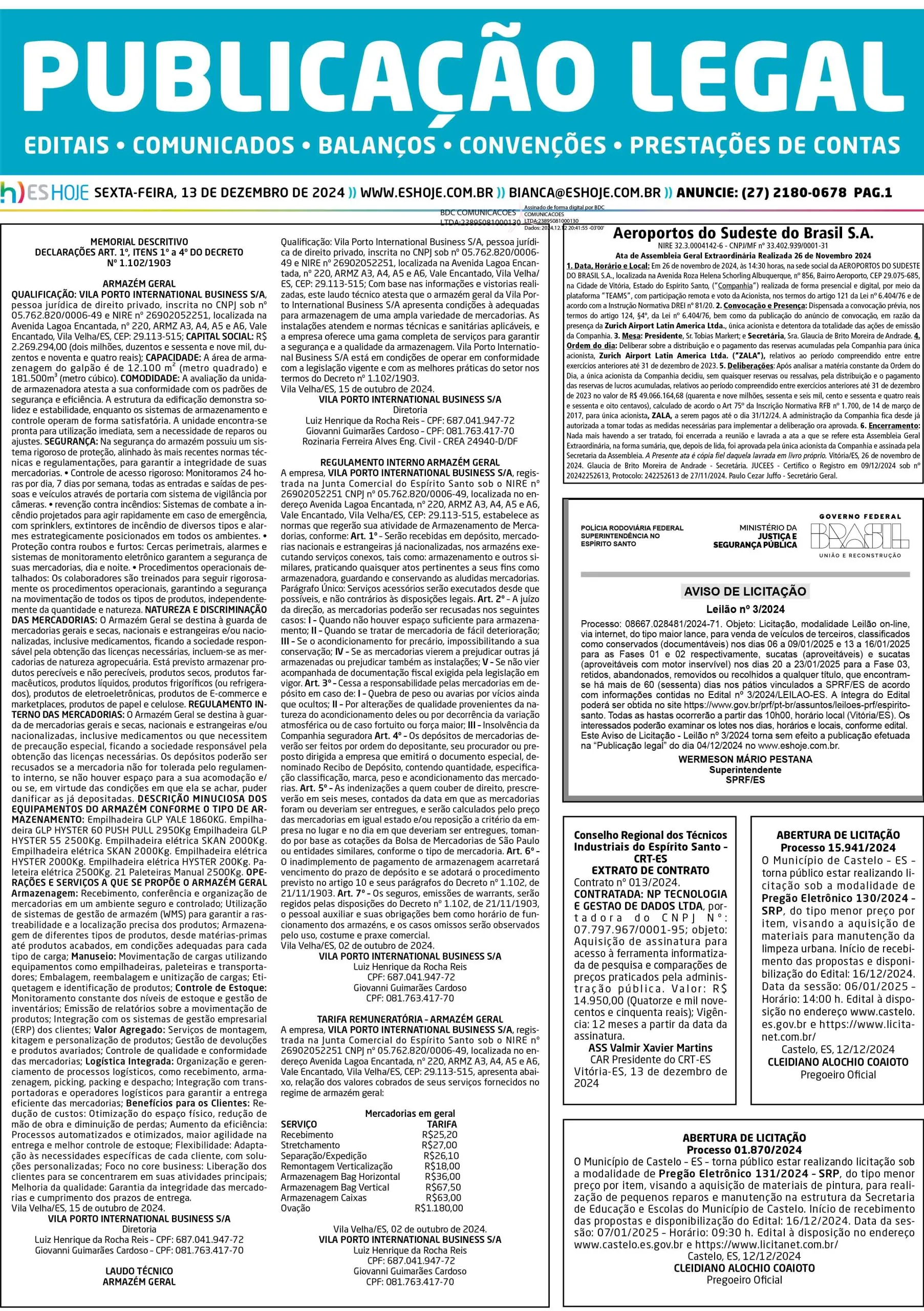 Publicação Legal 13/12/2024