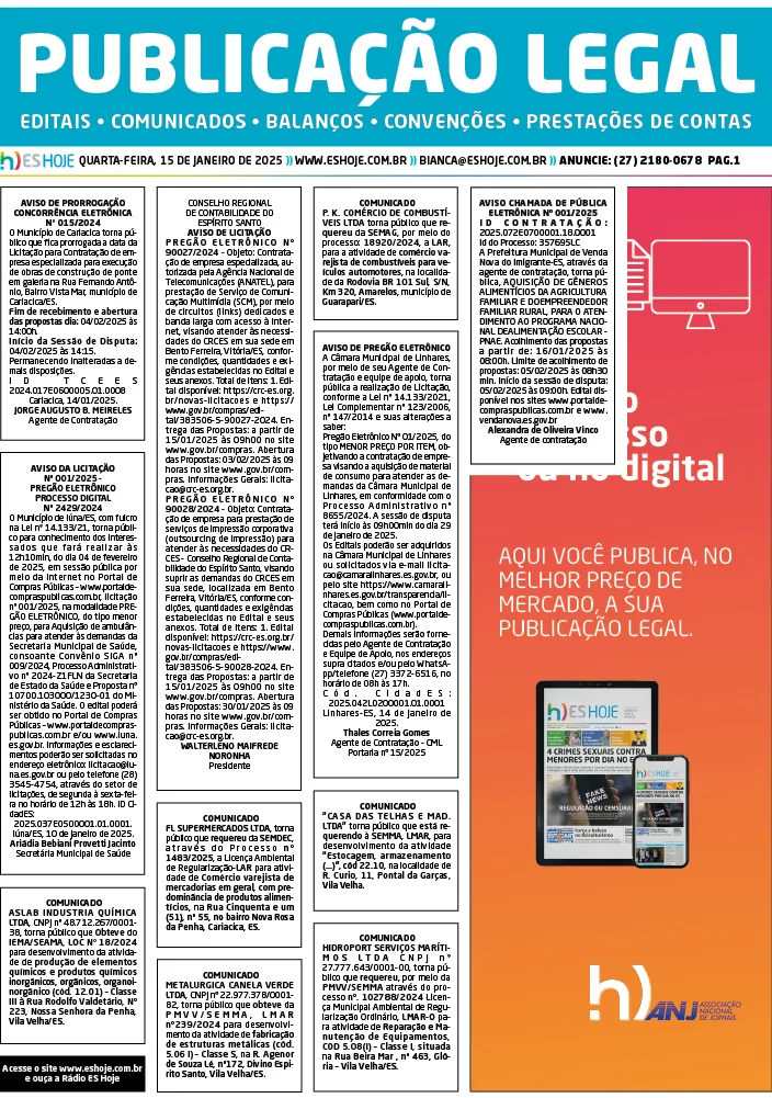 Publicação Legal 15/01/2025