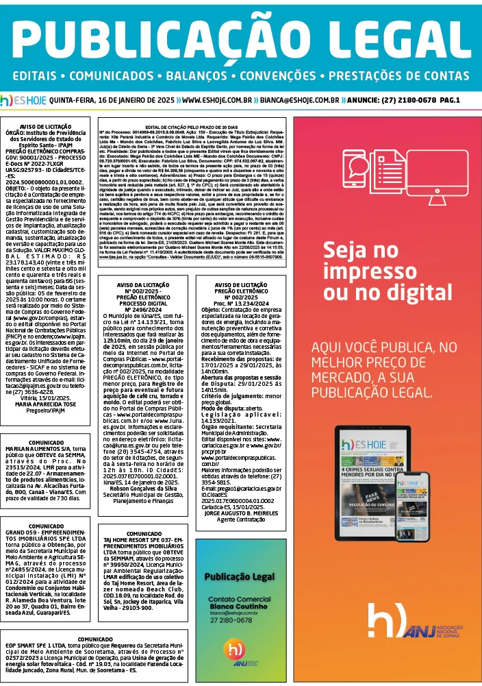 Publicação Legal 16/01/2025