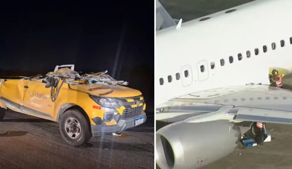 Acidentes de aviões com carros, escadas e pontes mais que dobram em aeroportos