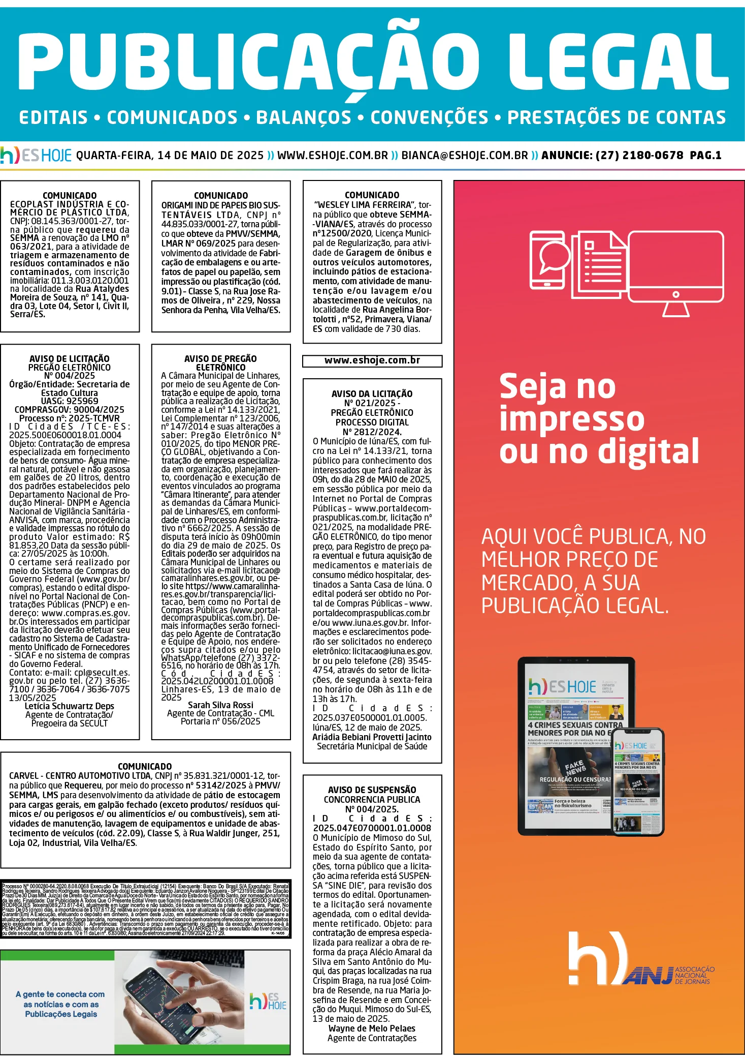 Publicação Legal 14/05/2025