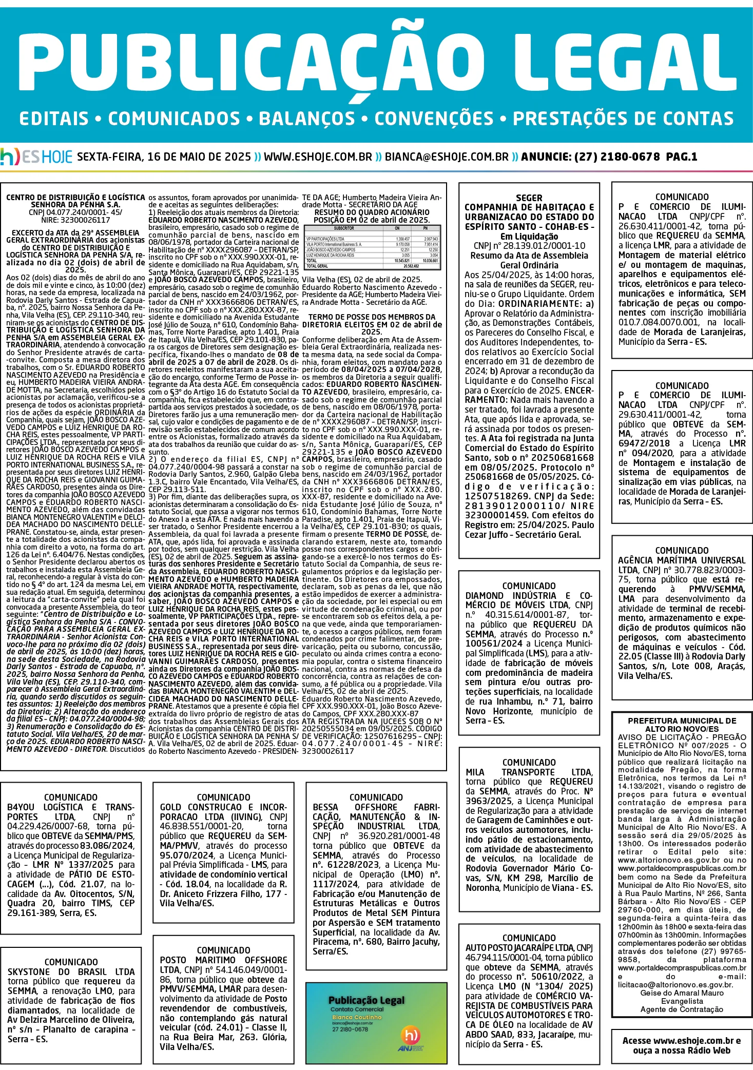 Publicação Legal 16/05/2025