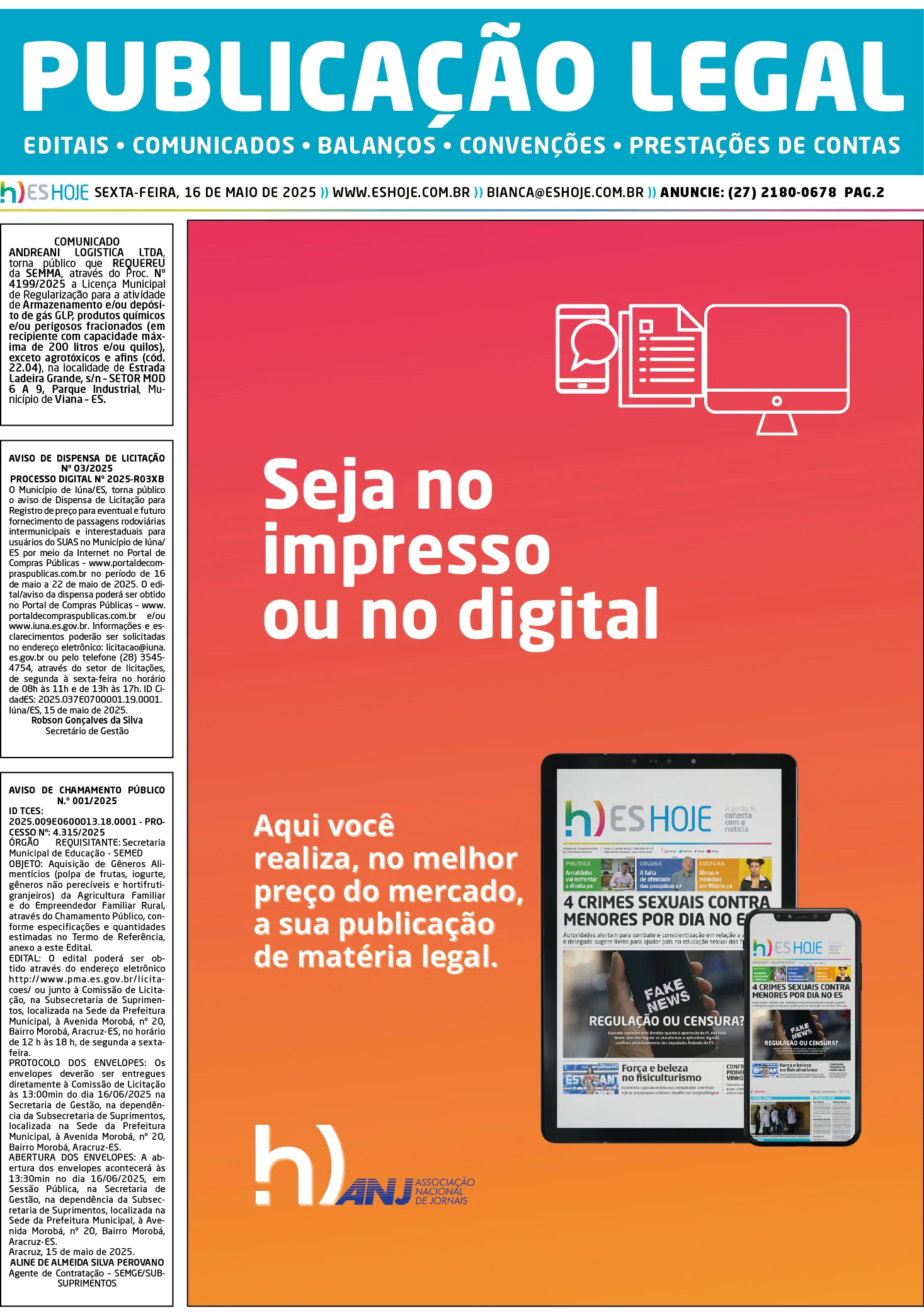 Publicação Legal 16/05/2025