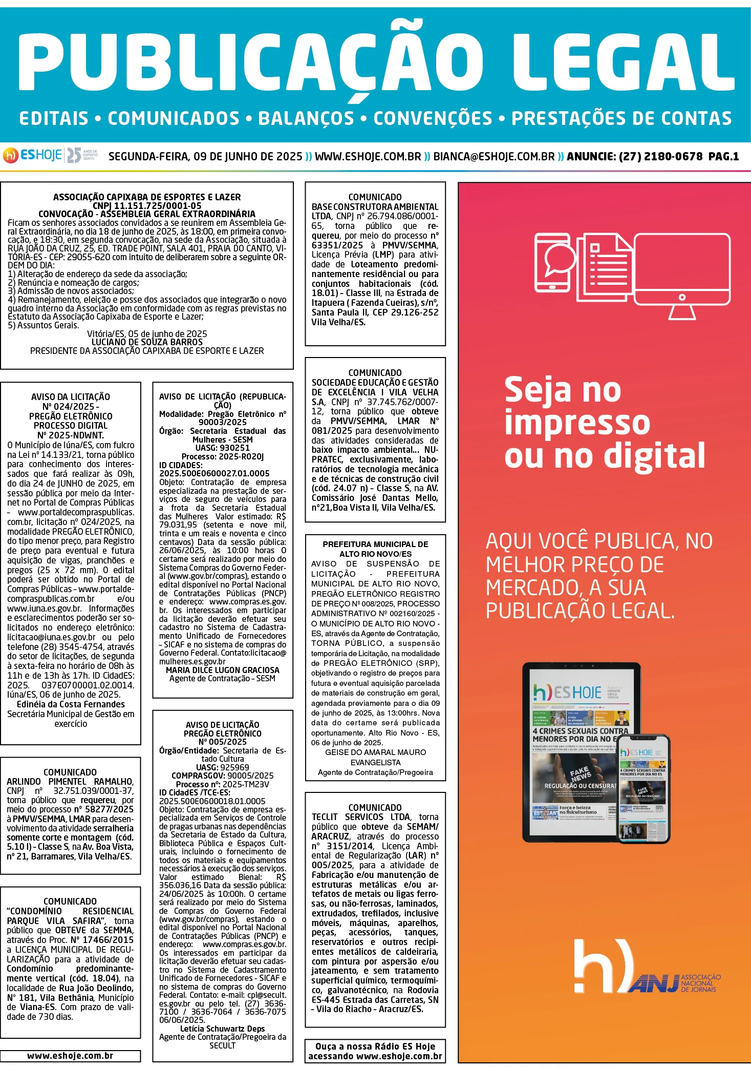 Publicação Legal 09/06/2025
