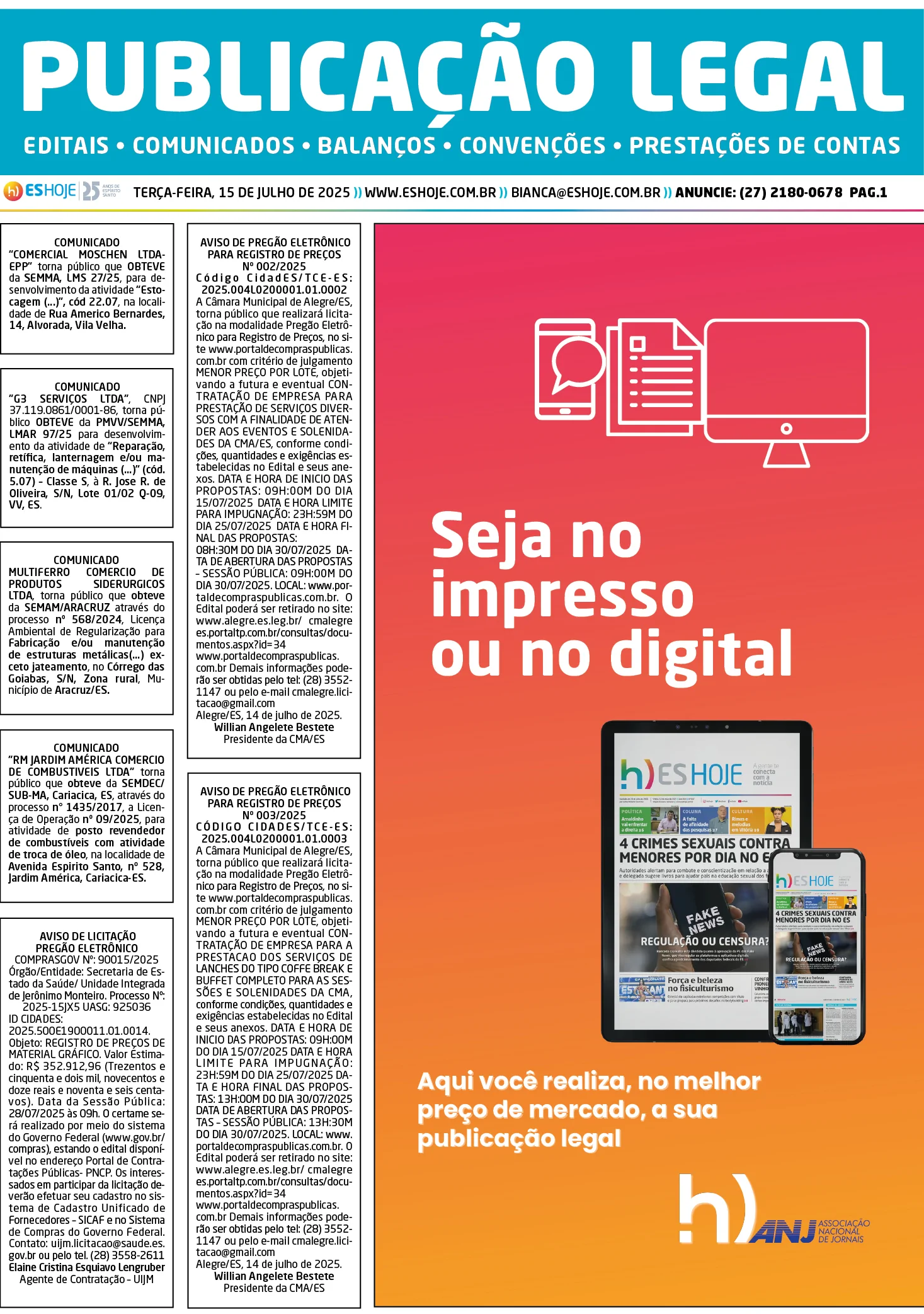 Publicação Legal 15/07/2025