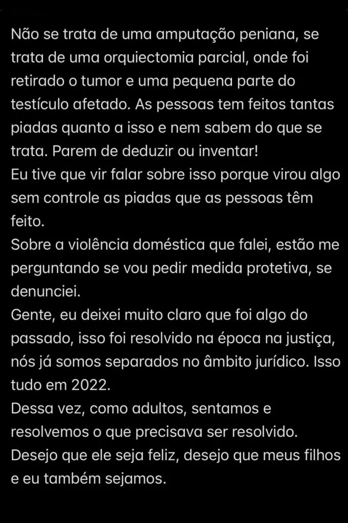 Ex-mulher de Bruno Silva se arrepende de expor polêmica e afirma que agressão “é coisa do passado” Ex-mulher de Bruno Silva se arrepende de expor polêmica e afirma que agressão “é coisa do passado”
