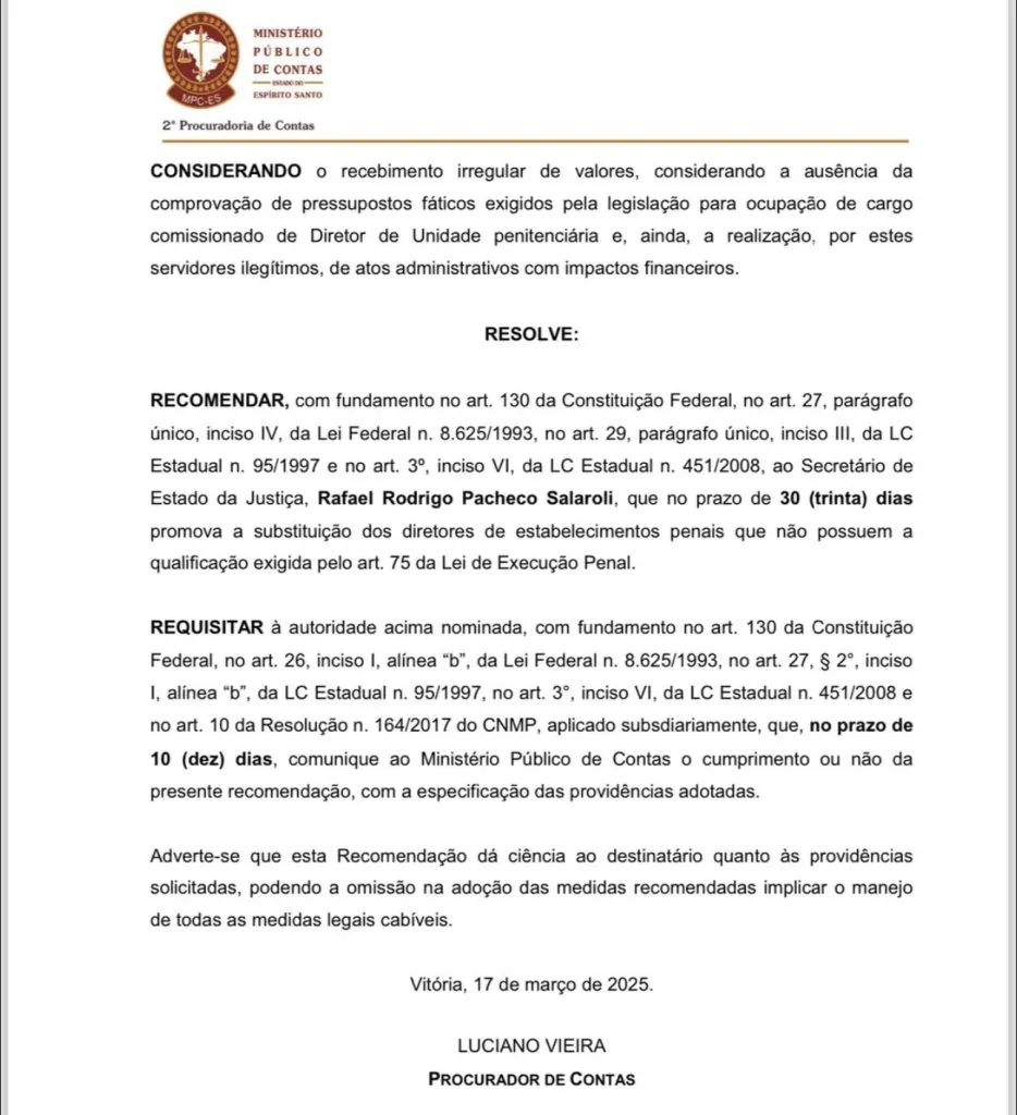 Sejus faz nova nomeação de diretor desqualificado em presídio de Viana