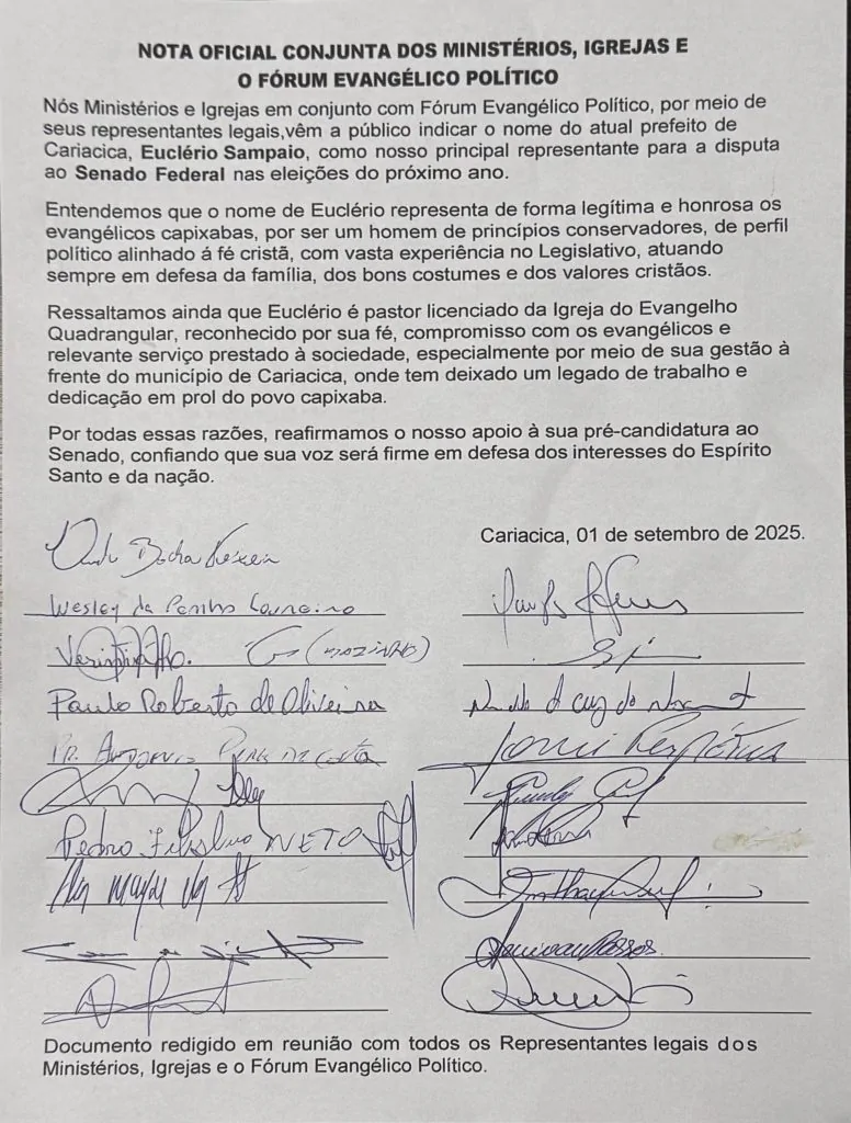 Fórum político evangélico se compromete com Euclério Sampaio também