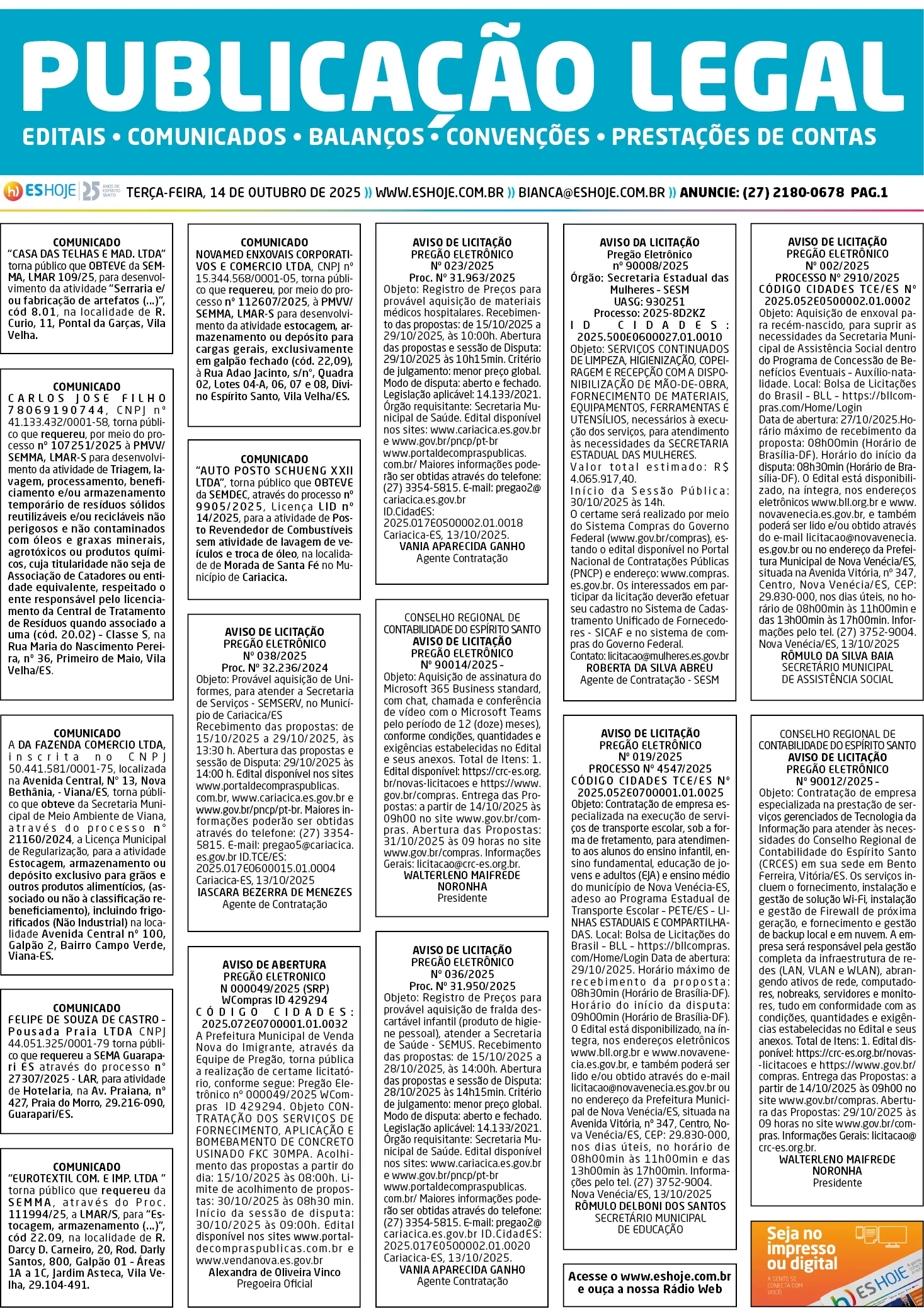 Publicação Legal 14/10/2025
