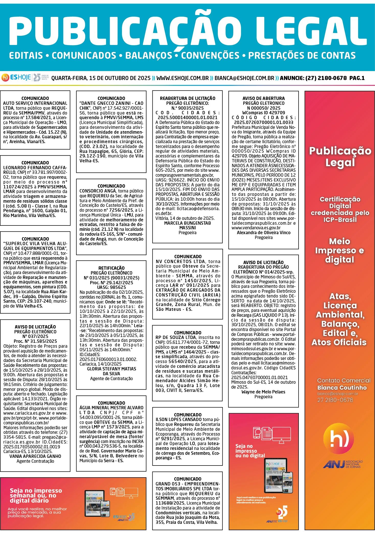 Publicação Legal 15/10/2025