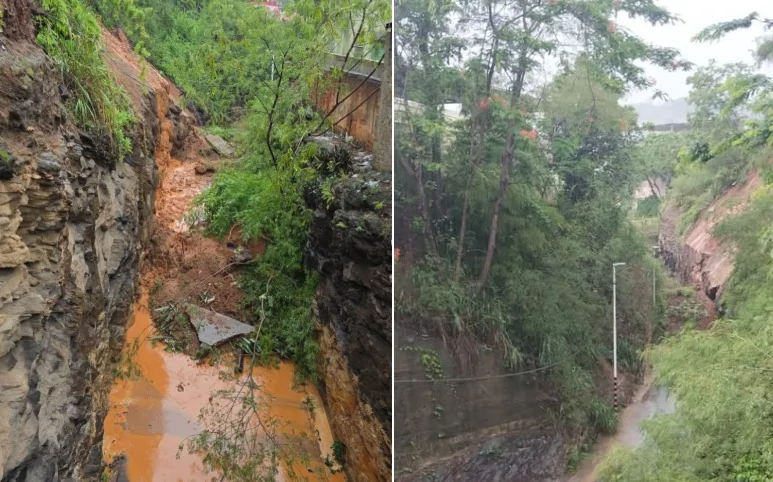 Avenida é interditada por risco de deslizamento de rocha em Cachoeiro; ponte também é fechada