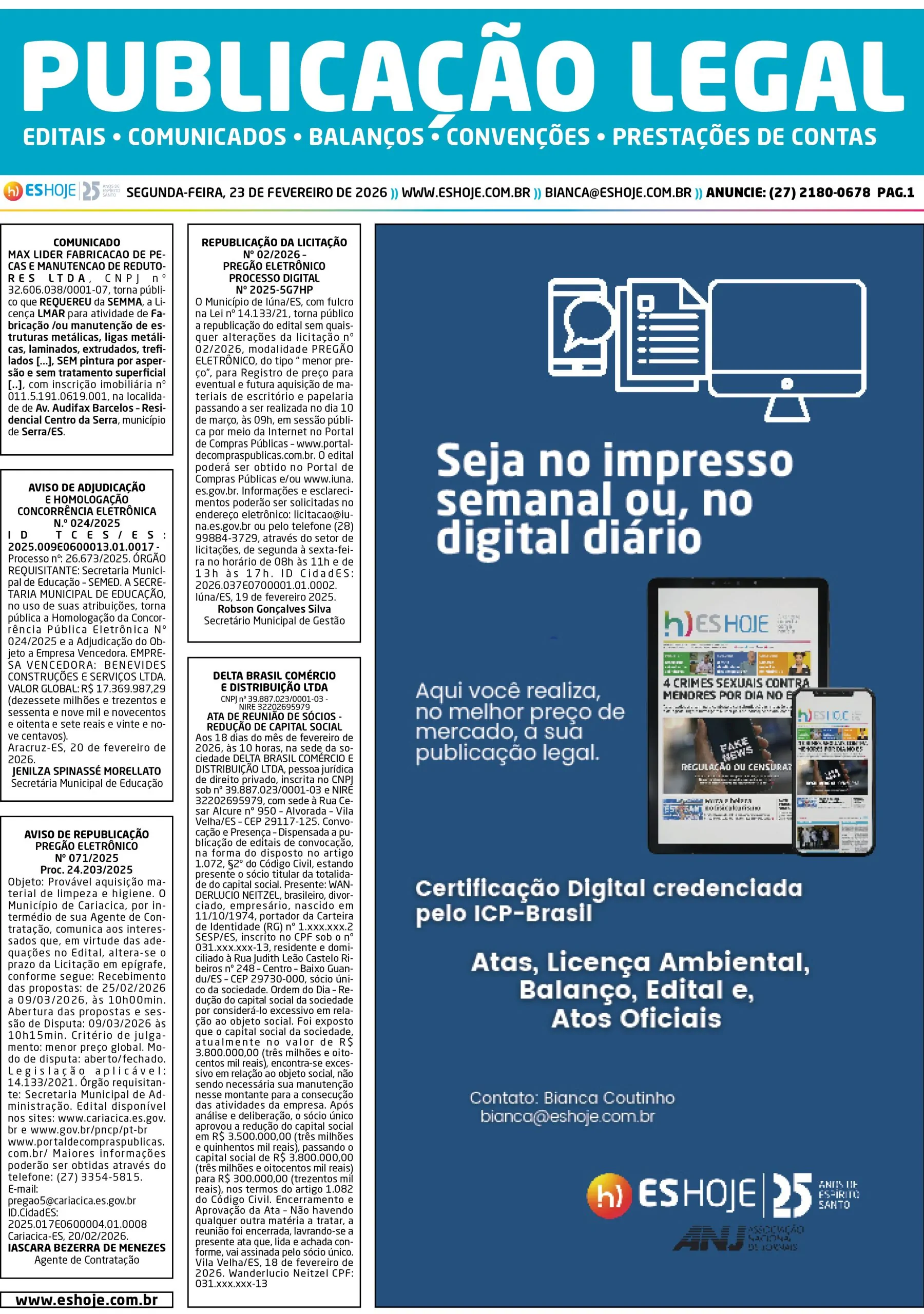 Publicação Legal 23/02/2026