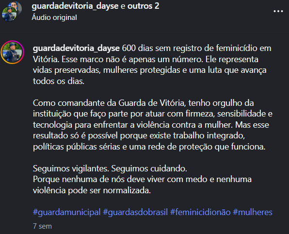 Morte de comandante da GCM quebra mais de 650 dias sem feminicídio em Vitória