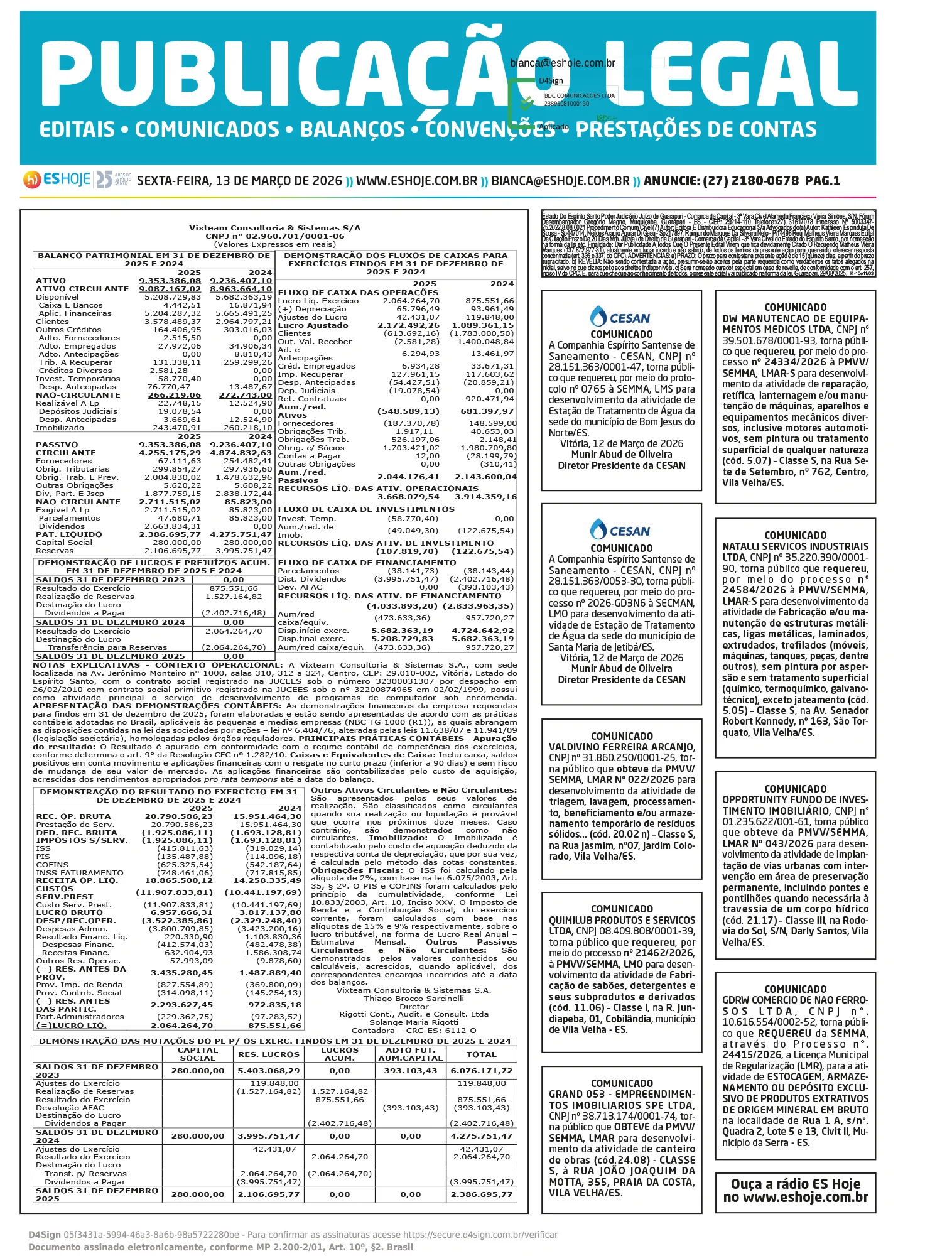Publicação Legal 13/03/2026