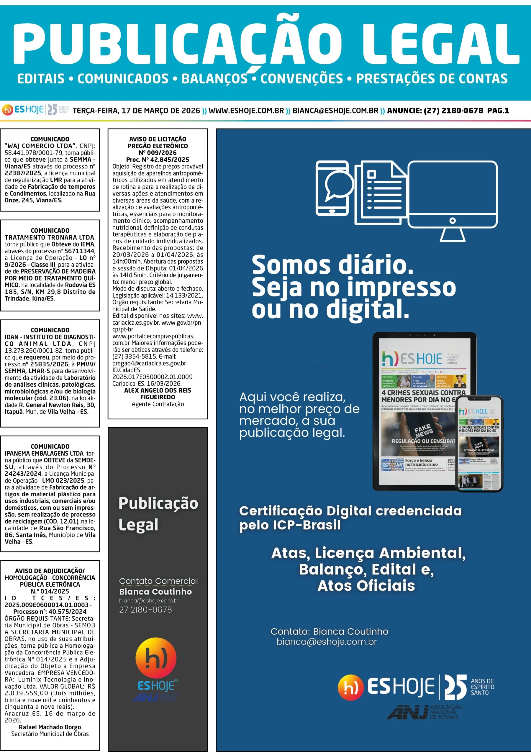 Publicação Legal 17/03/2026