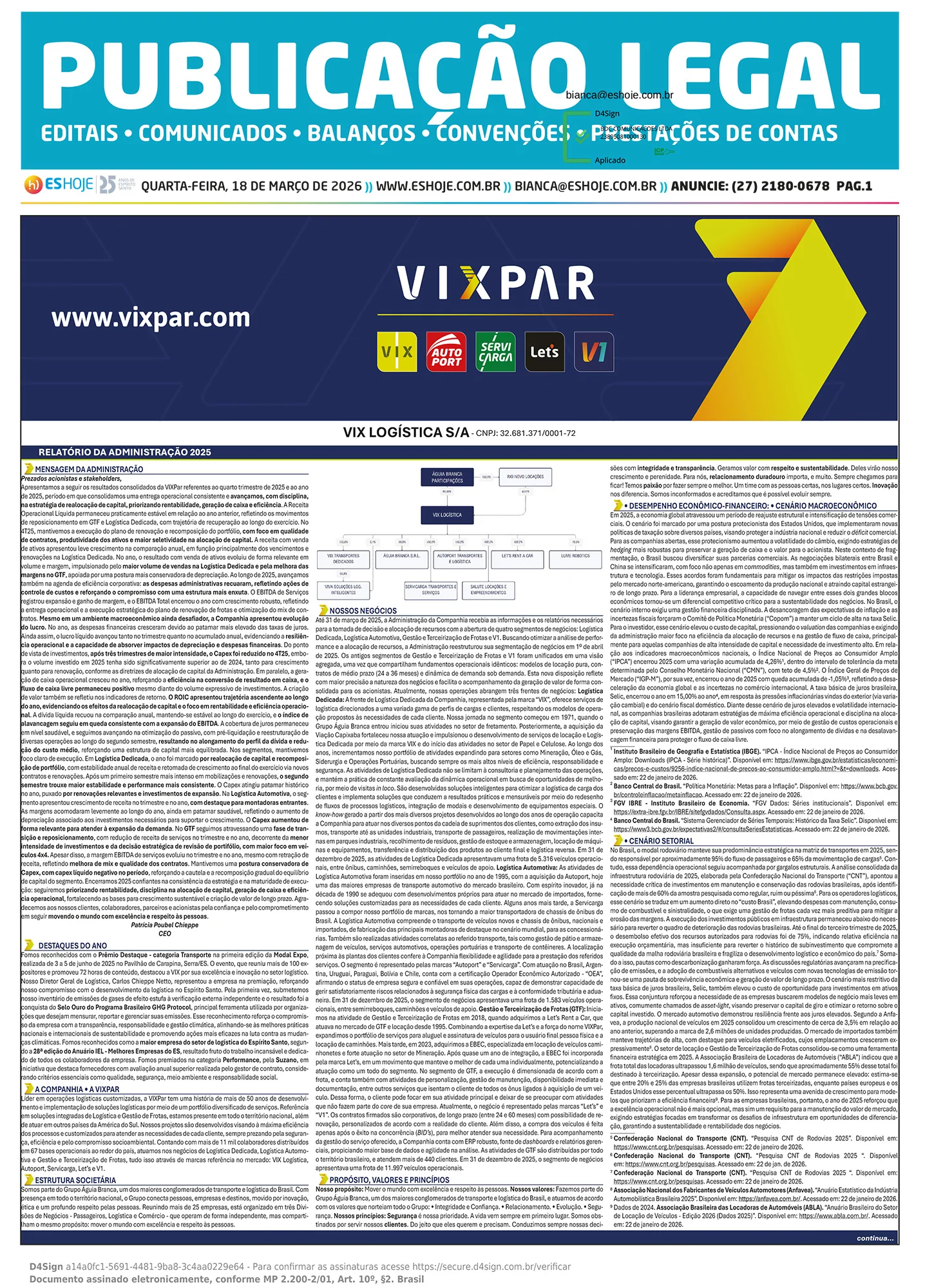 Publicação Legal 18/03/2026