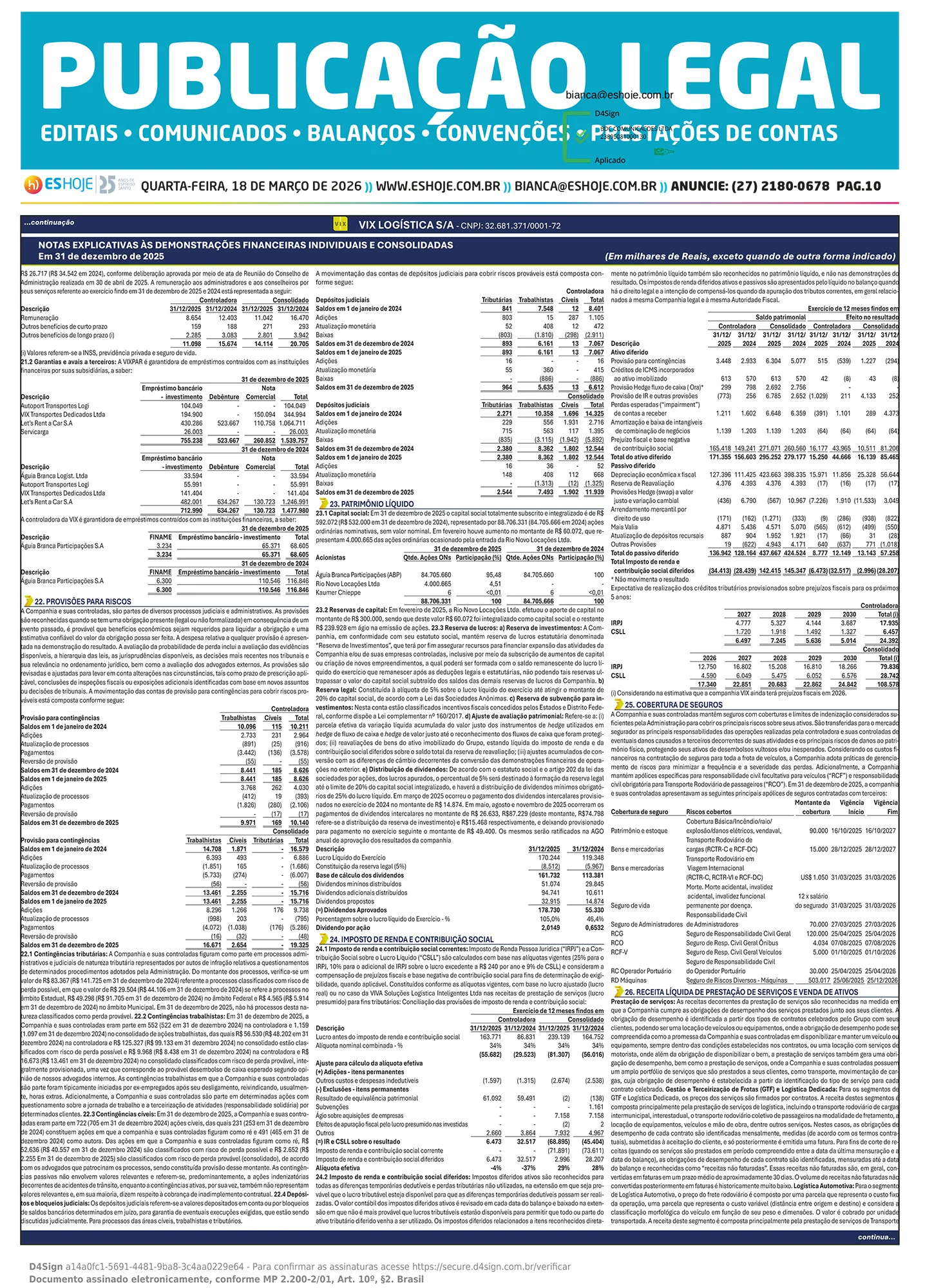 Publicação Legal 18/03/2026