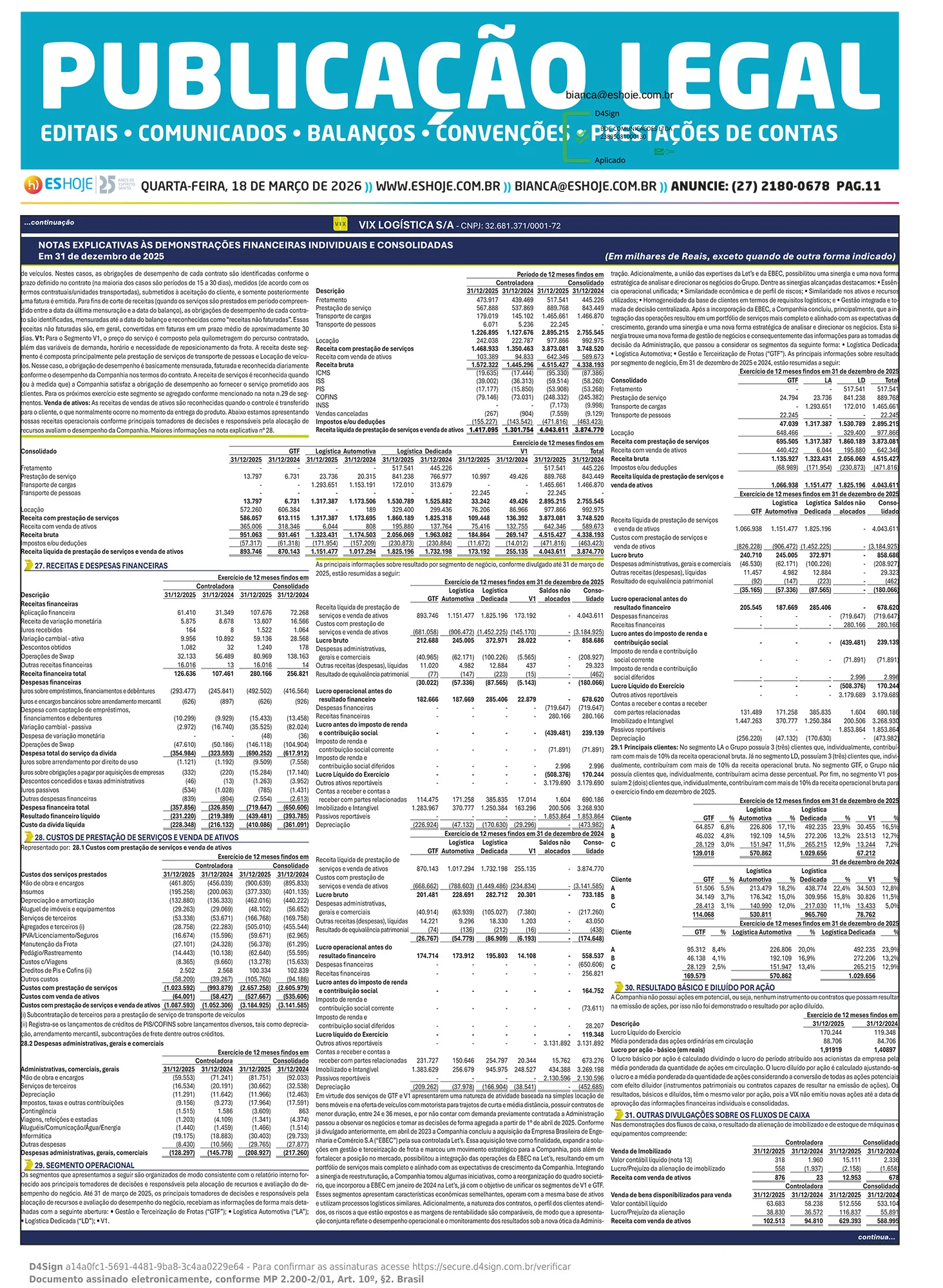 Publicação Legal 18/03/2026