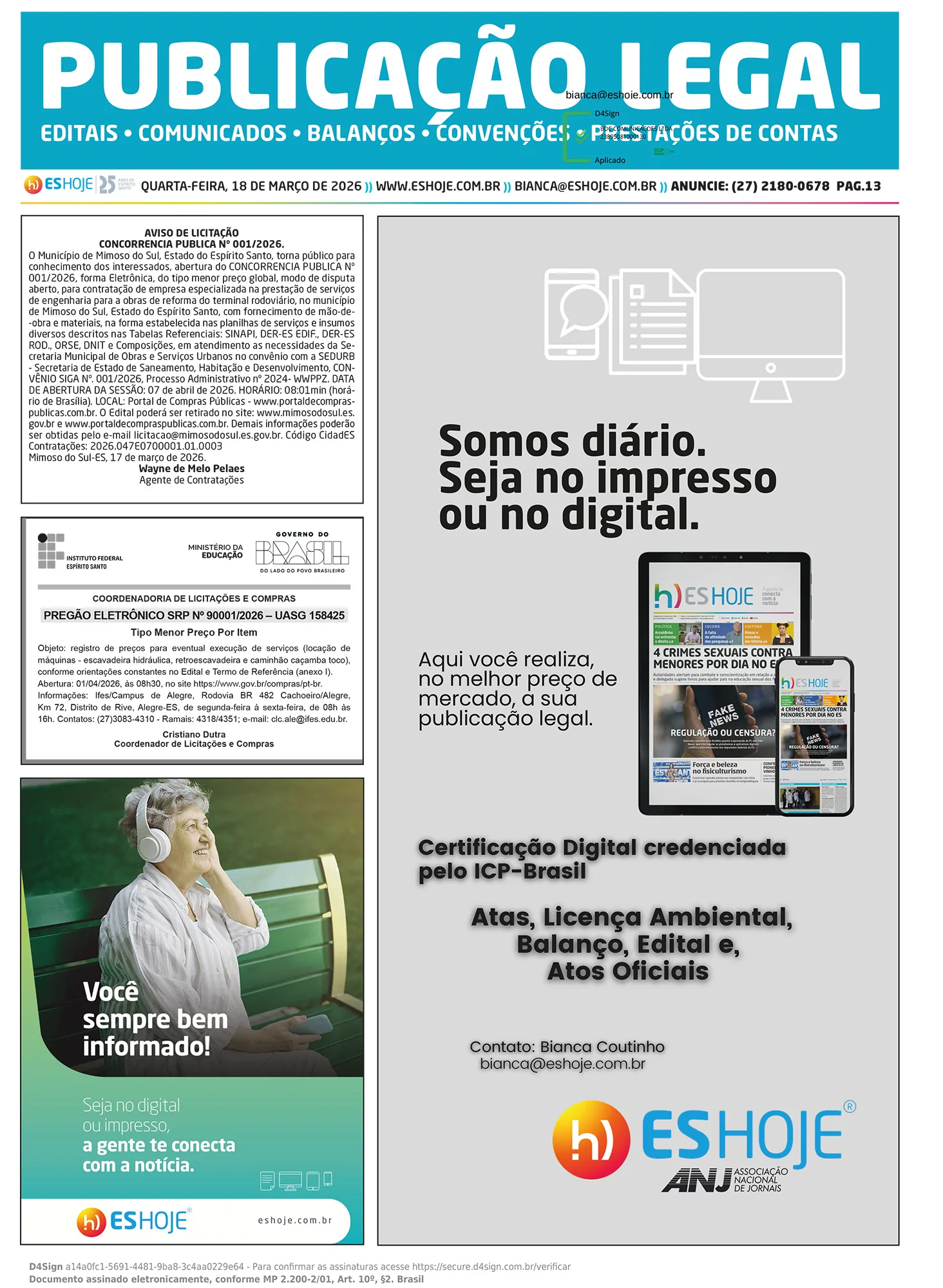Publicação Legal 18/03/2026