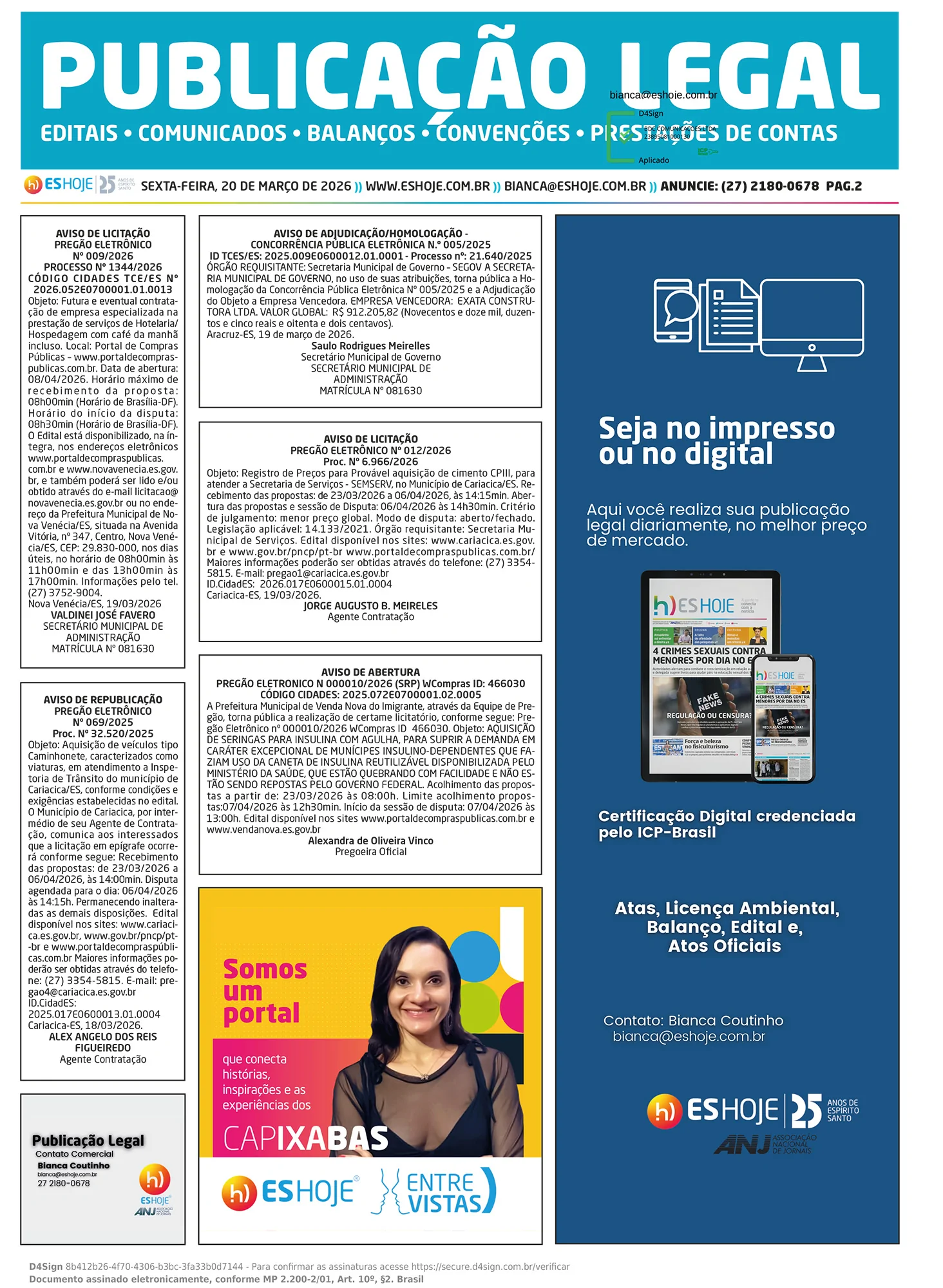 Publicação Legal 20/03/2026