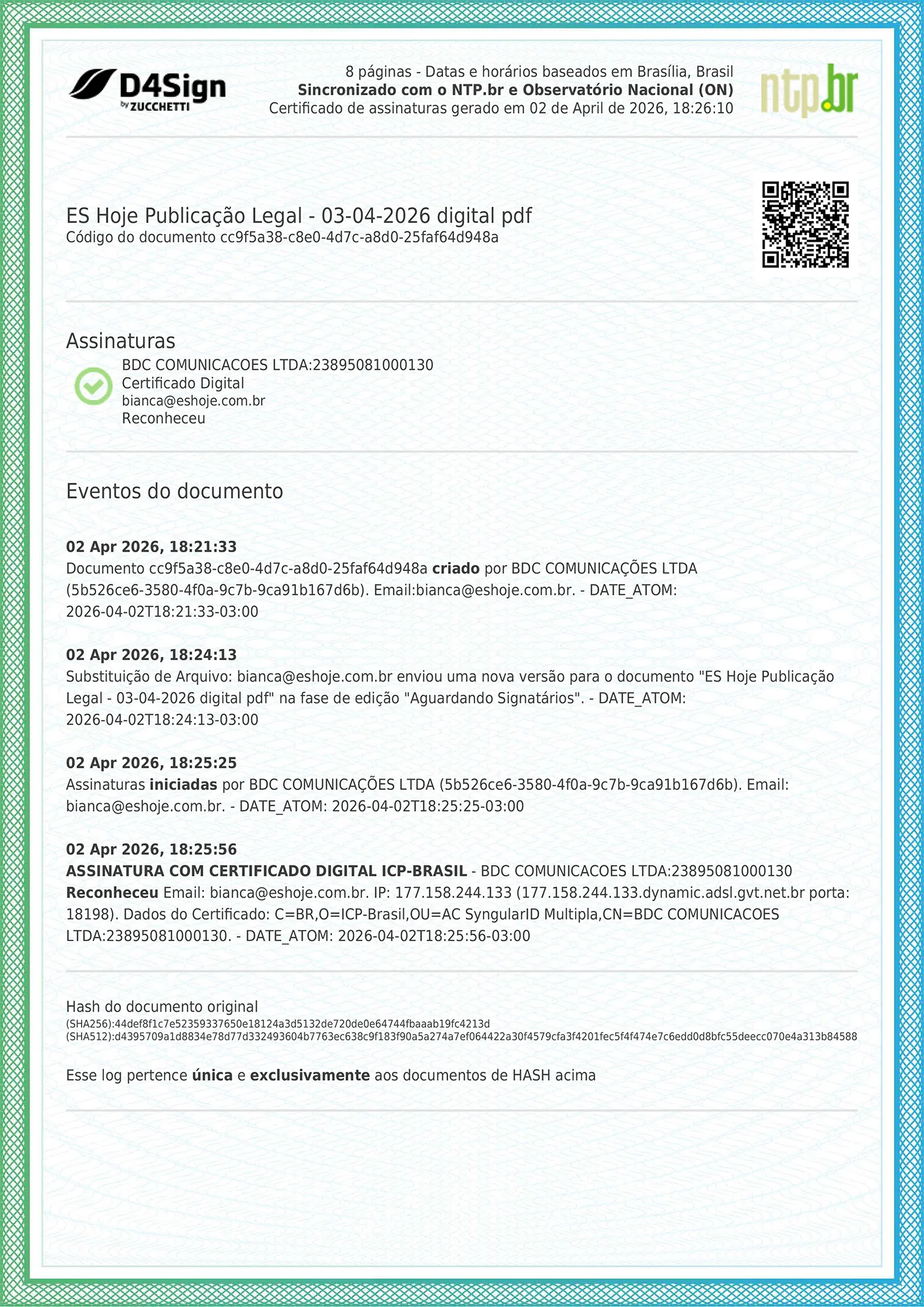 Publicação Legal 03/04/2026