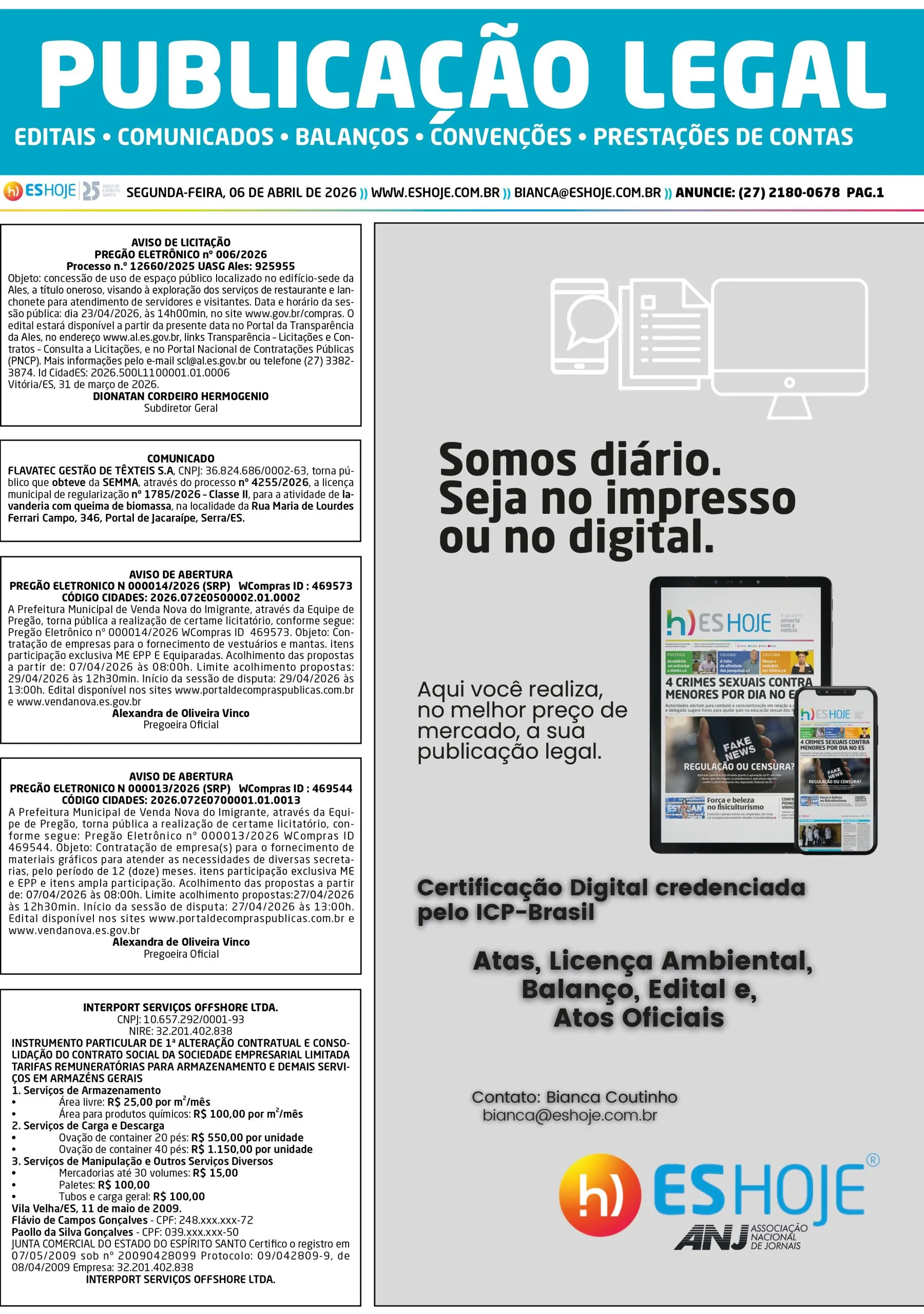 Publicação Legal 06/04/2026