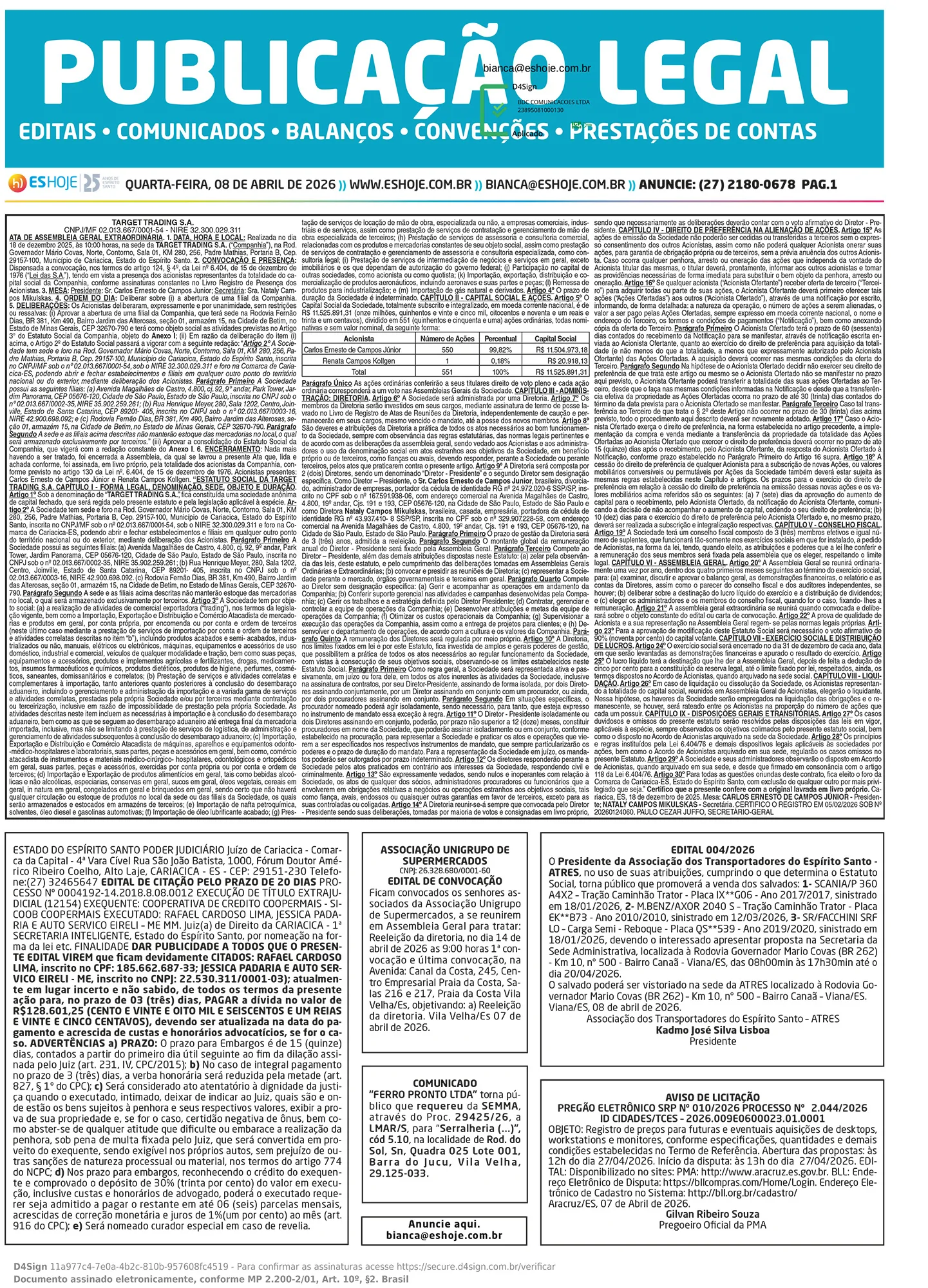 Publicação Legal 08/04/2026