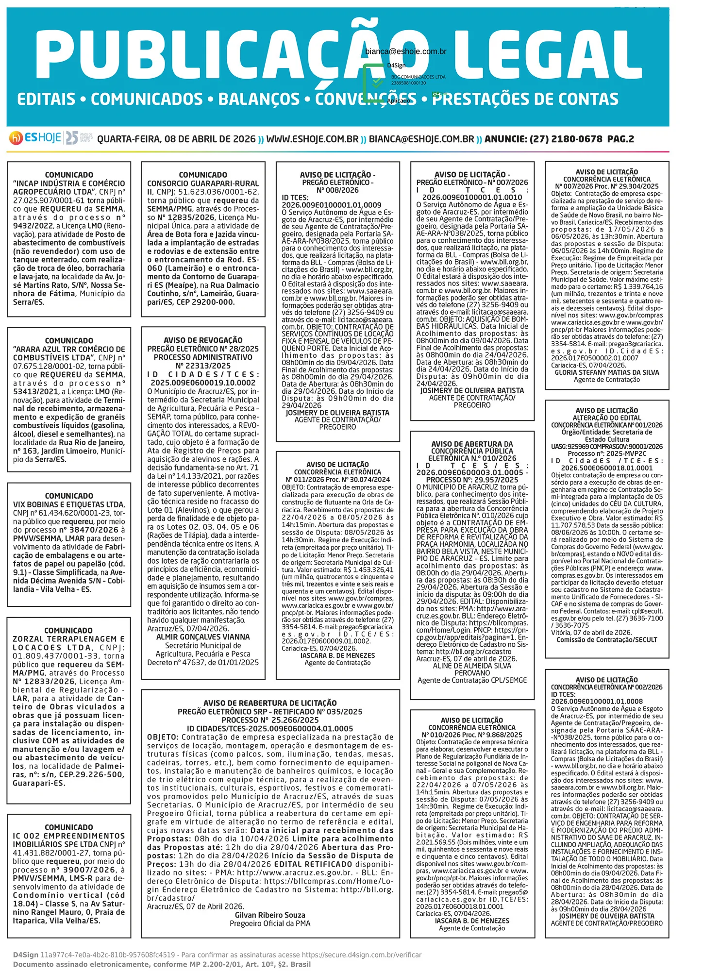 Publicação Legal 08/04/2026