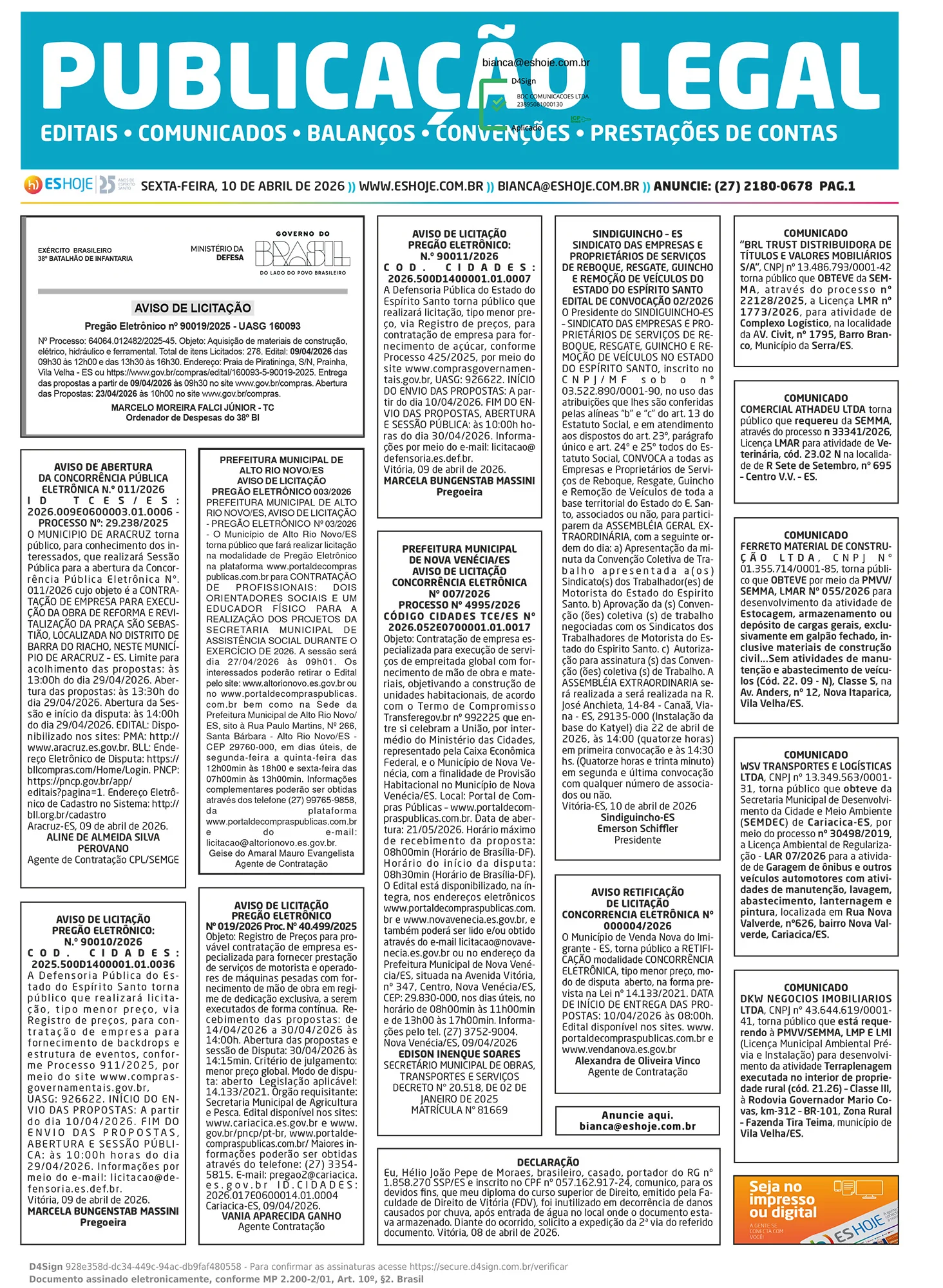 Publicação Legal 10/04/2026