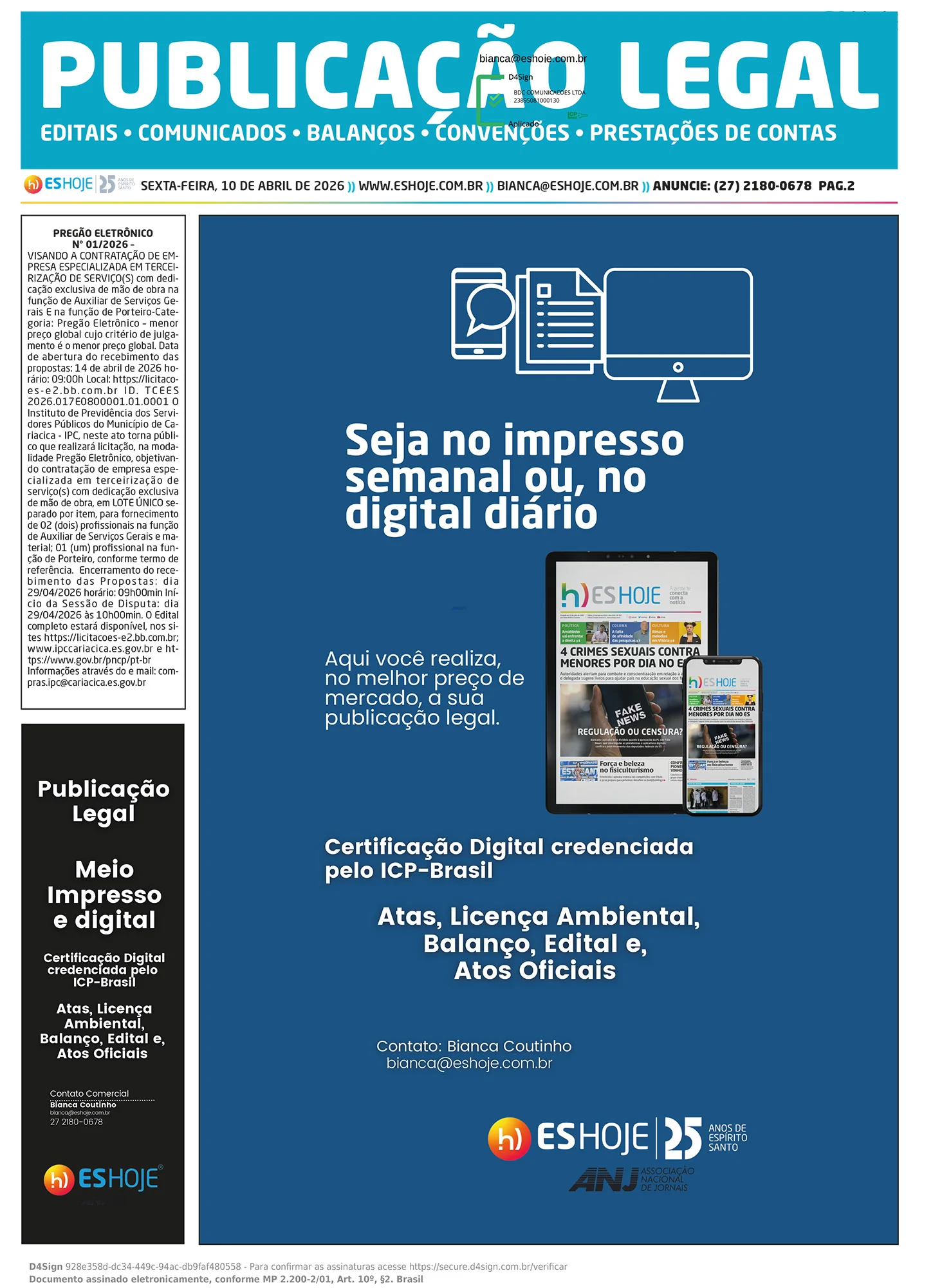 Publicação Legal 10/04/2026