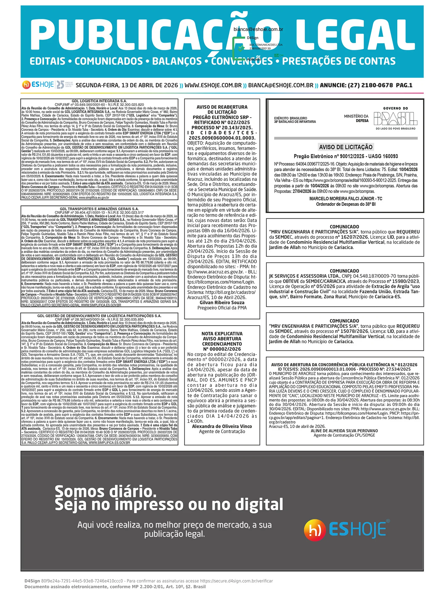 Publicação Legal 13/04/2026
