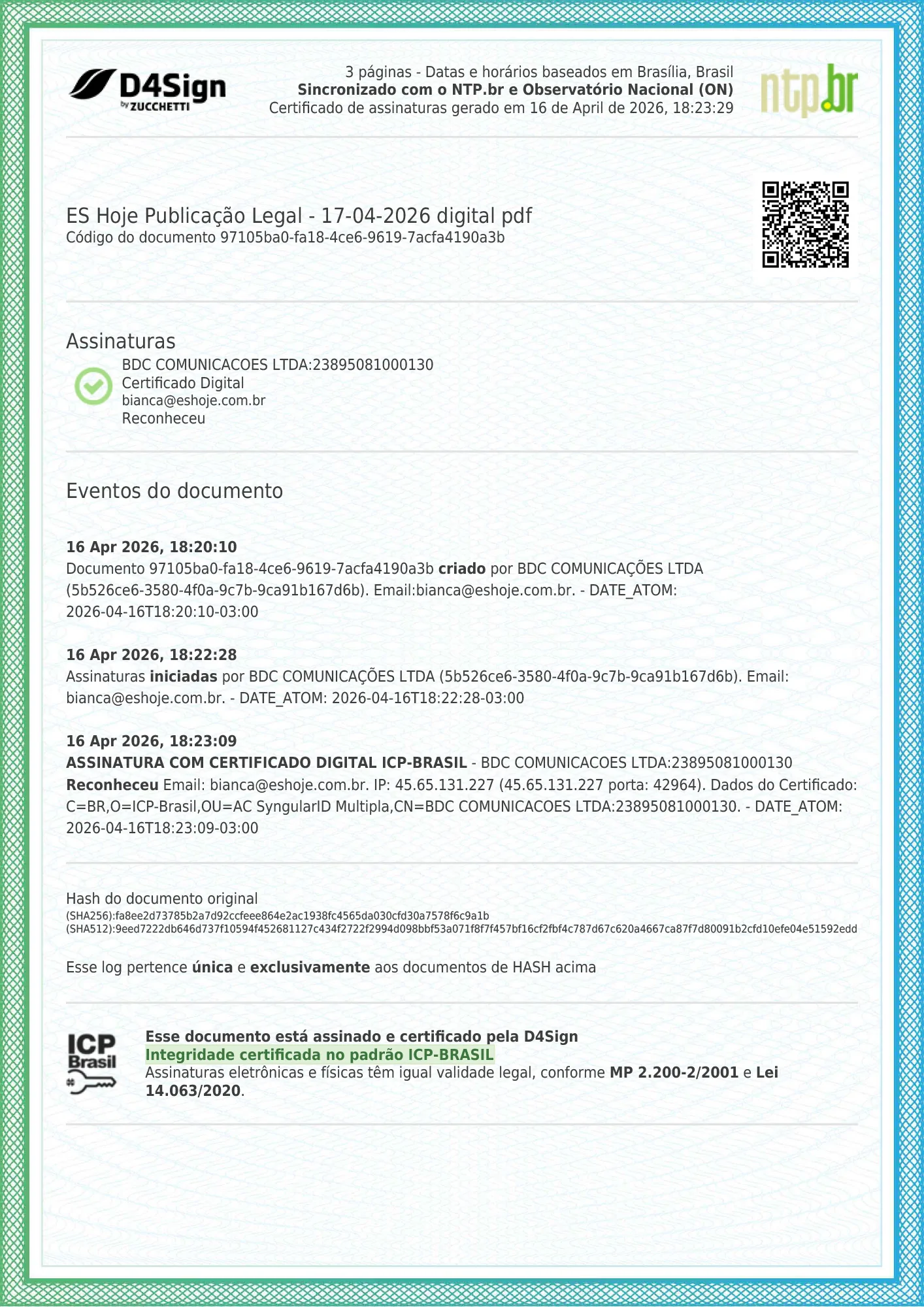 Publicação Legal 17/04/2026
