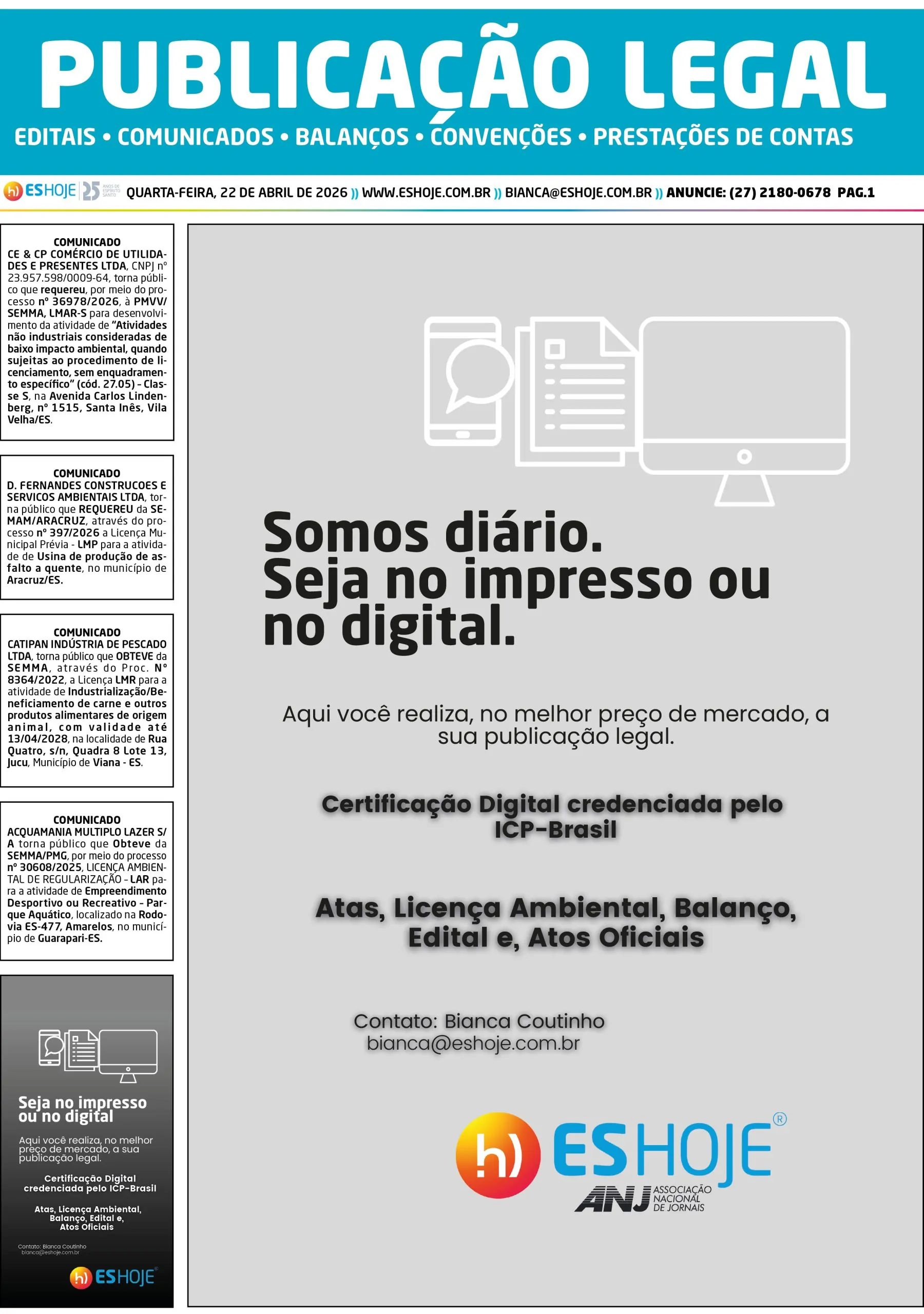 Publicação Legal 22/04/2026