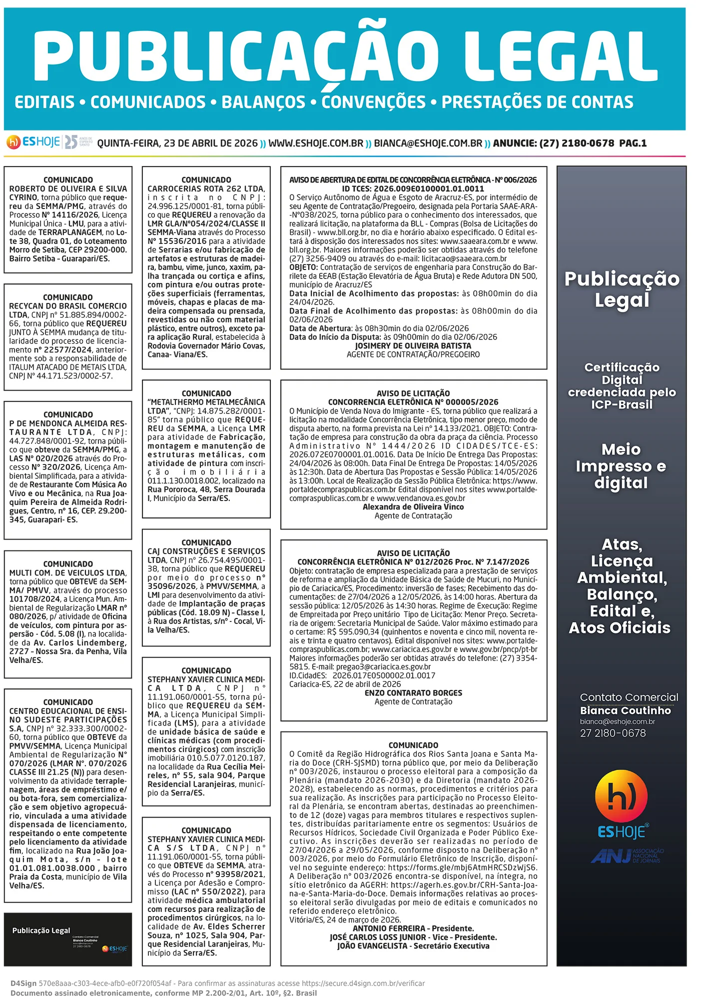 Publicação Legal 23/04/2026