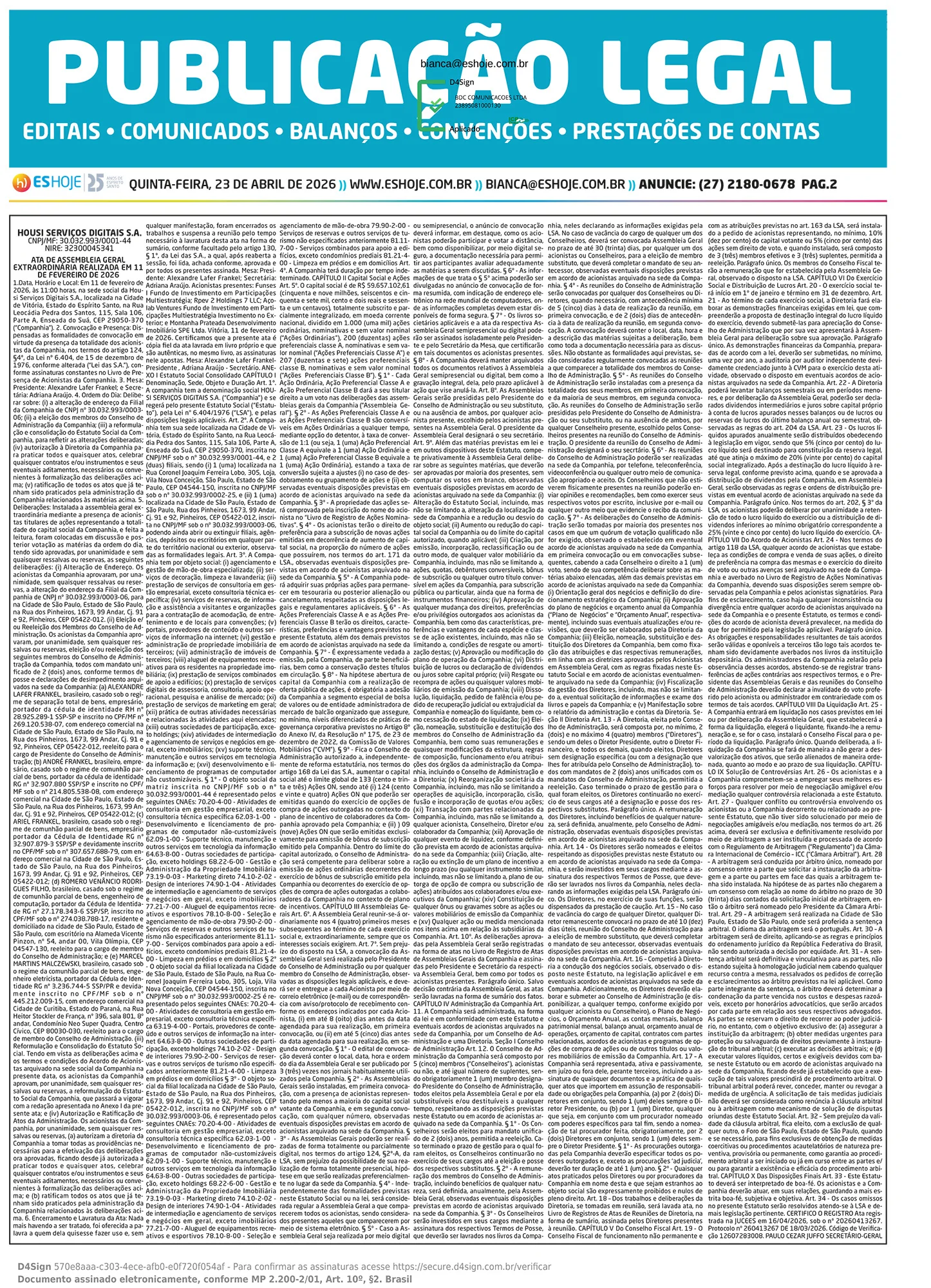 Publicação Legal 23/04/2026