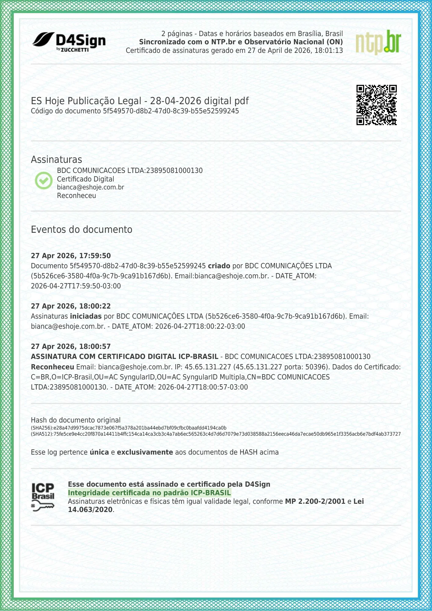 Publicação Legal 28/04/2026
