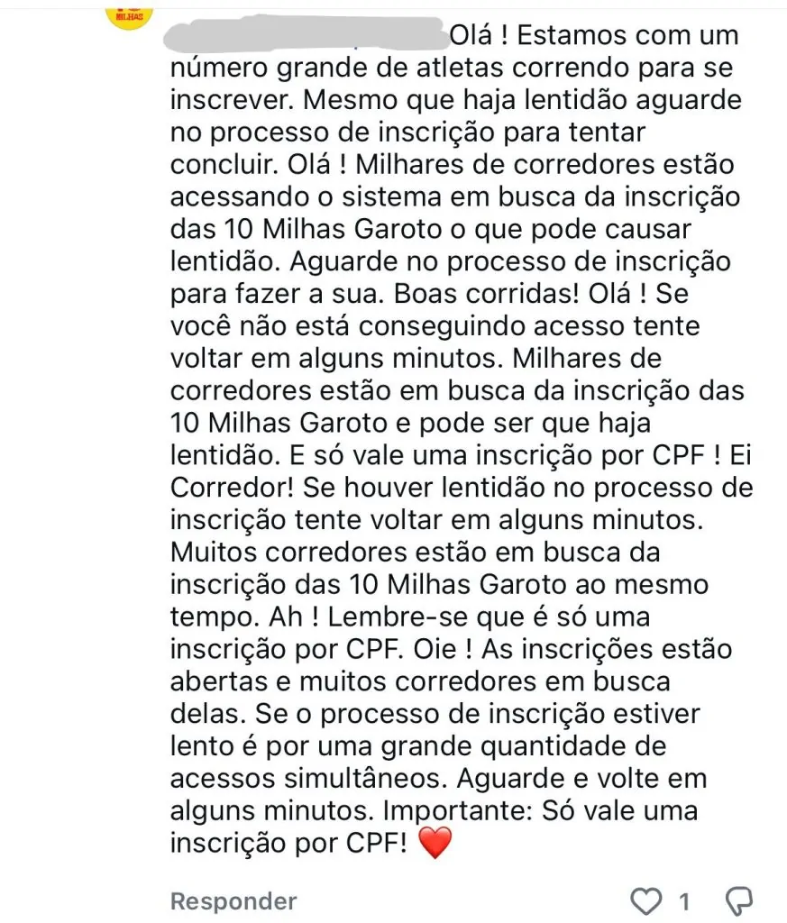 Inscrições para a 35ª Dez Milhas Garoto têm instabilidade e geram reclamações de participantes