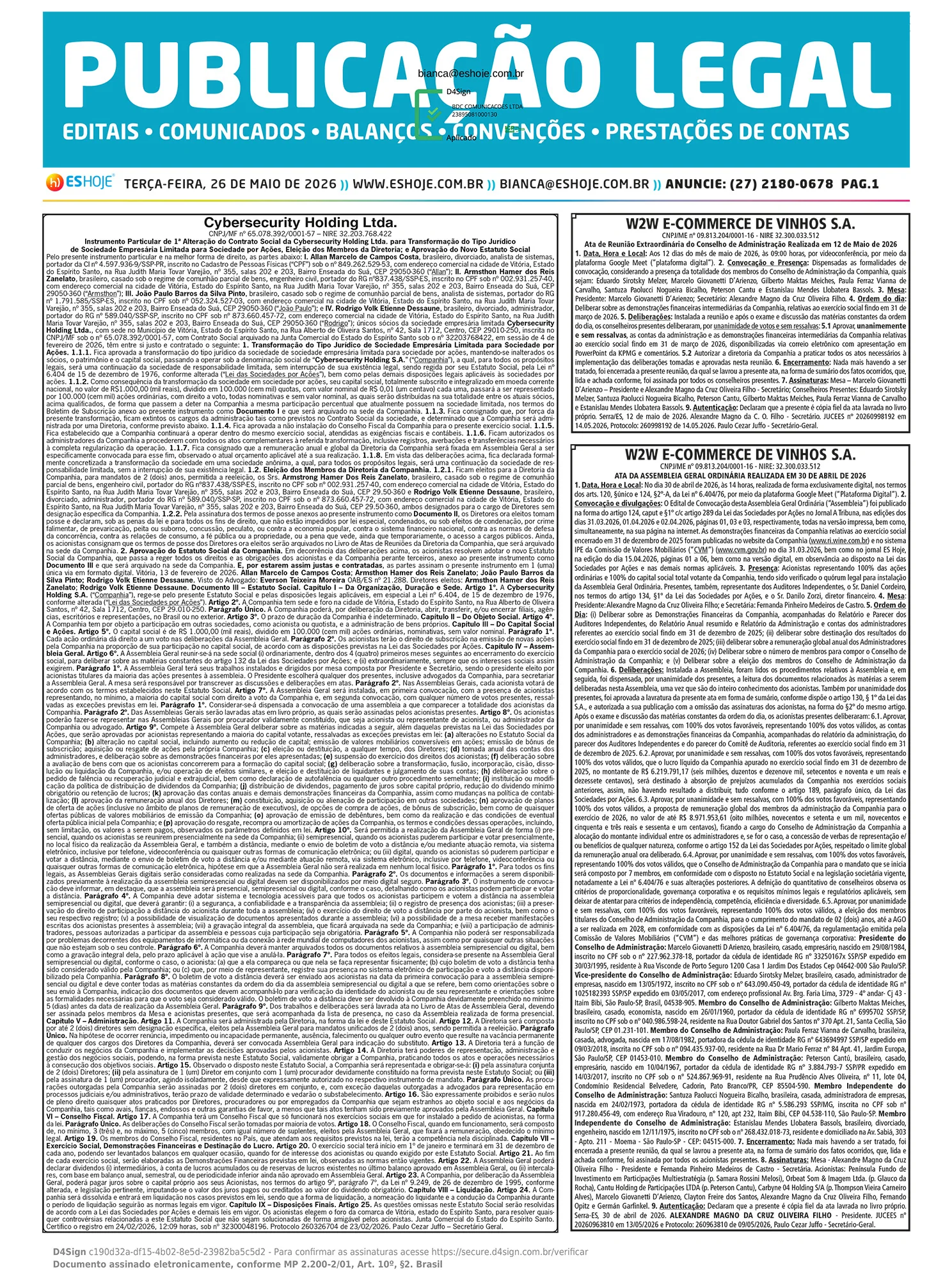 Publicação Legal 26/05/2026