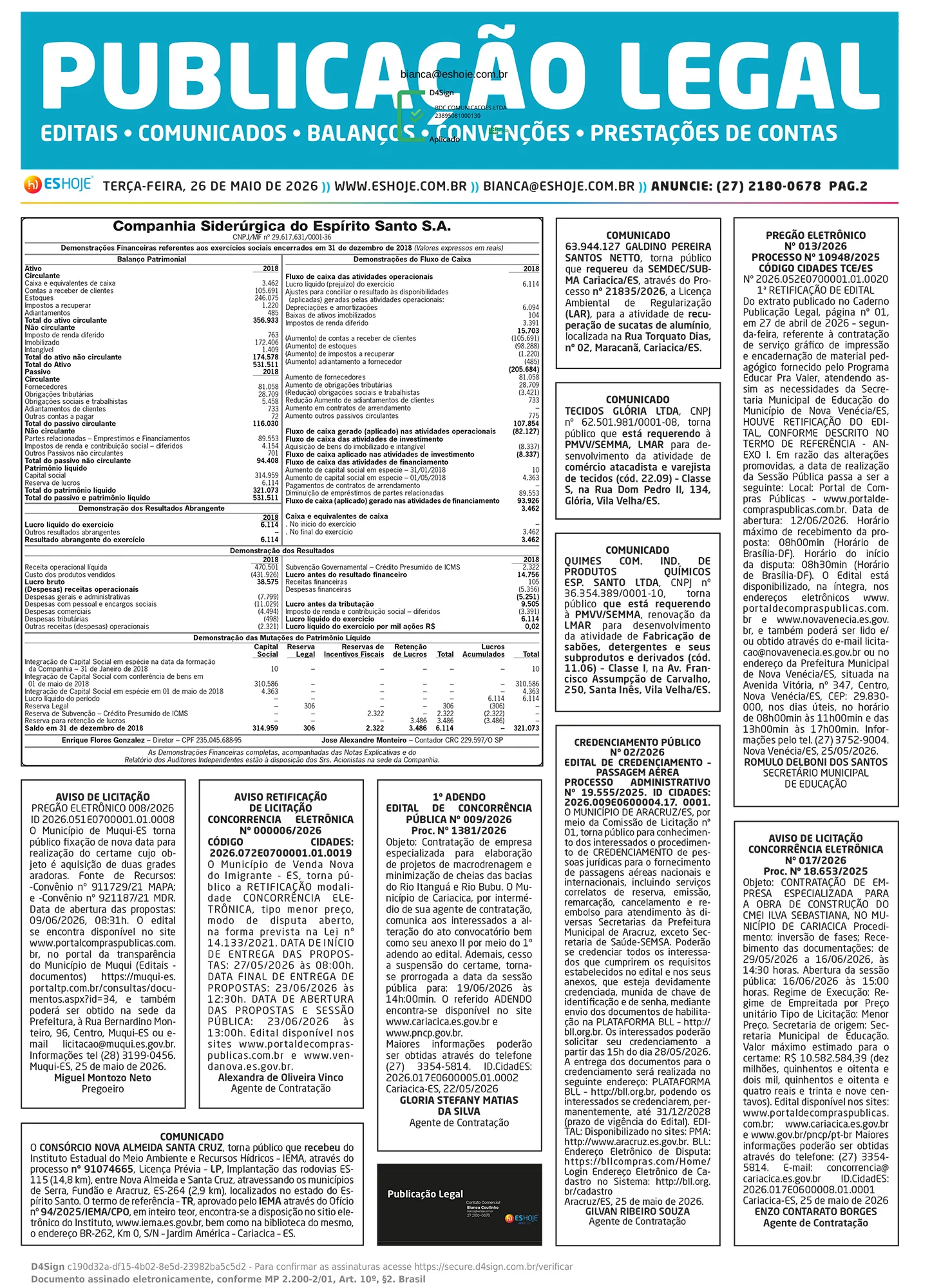 Publicação Legal 26/05/2026