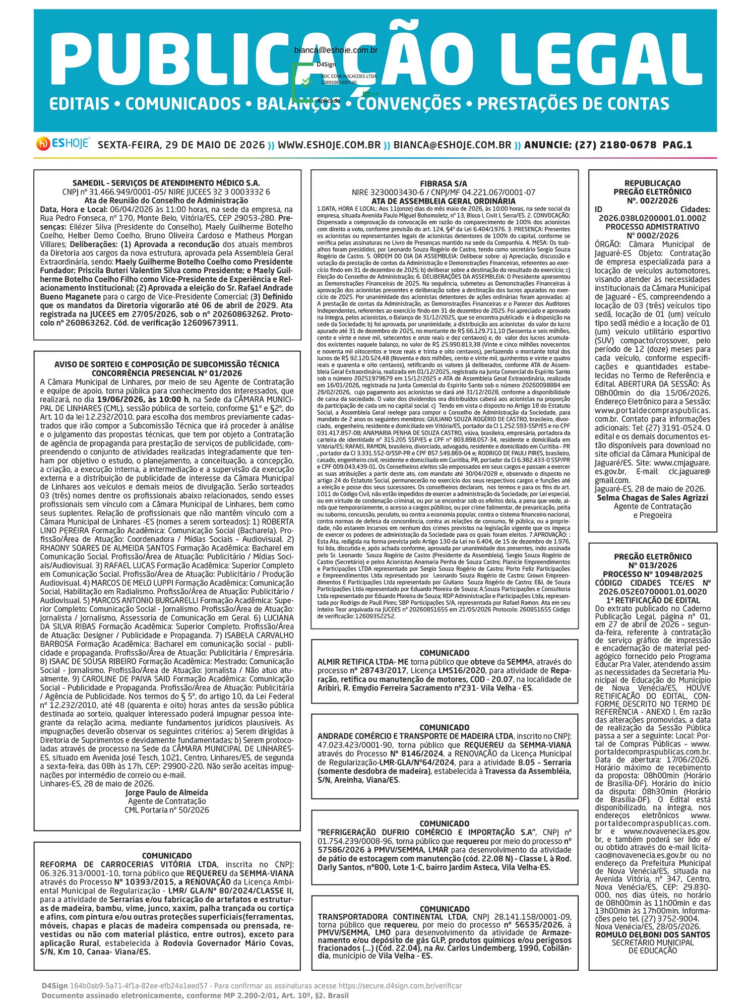 Publicação Legal 29/05/2026