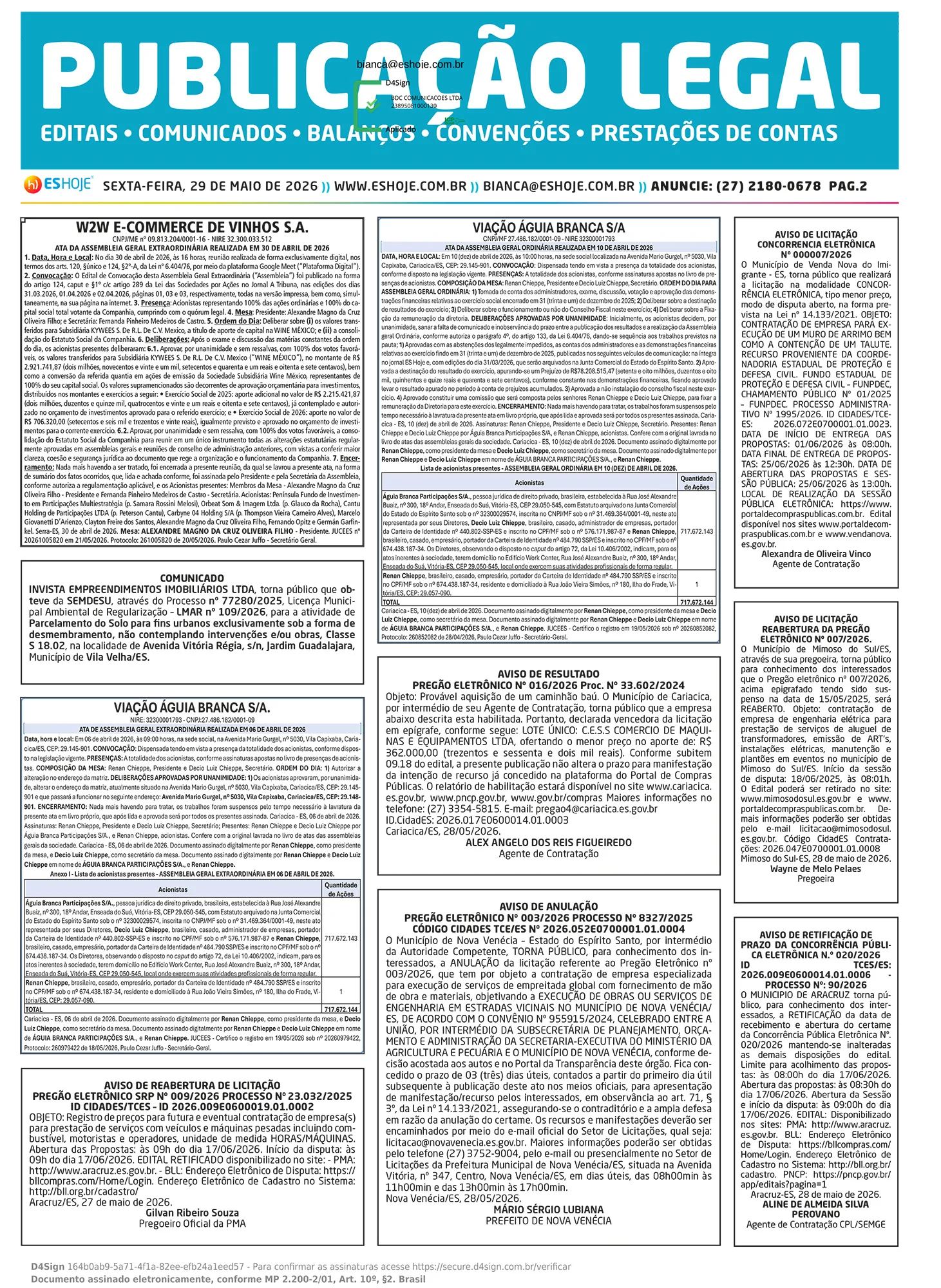 Publicação Legal 29/05/2026